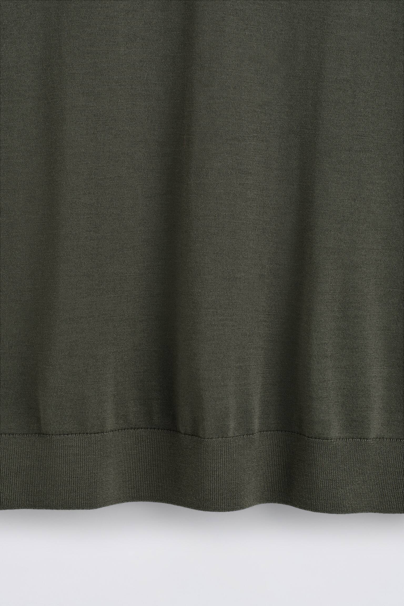 OPEN-COLLAR MERINO WOOL POLO SHIRT - KHAKI/כחול כהה - 9