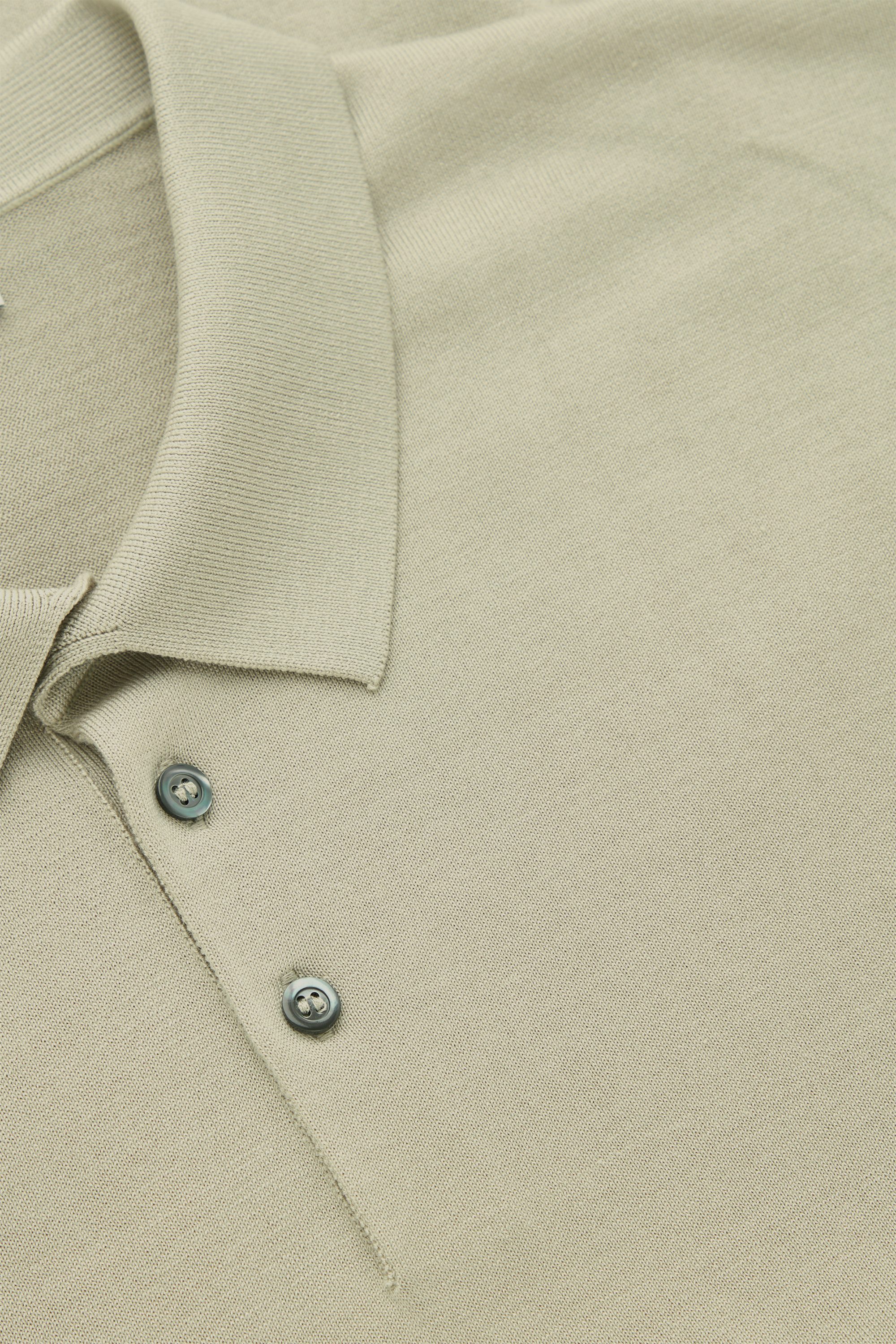 SLIM-FIT LONG-SLEEVE POLO SHIRT - LIGHT KHAKI GREEN | COS