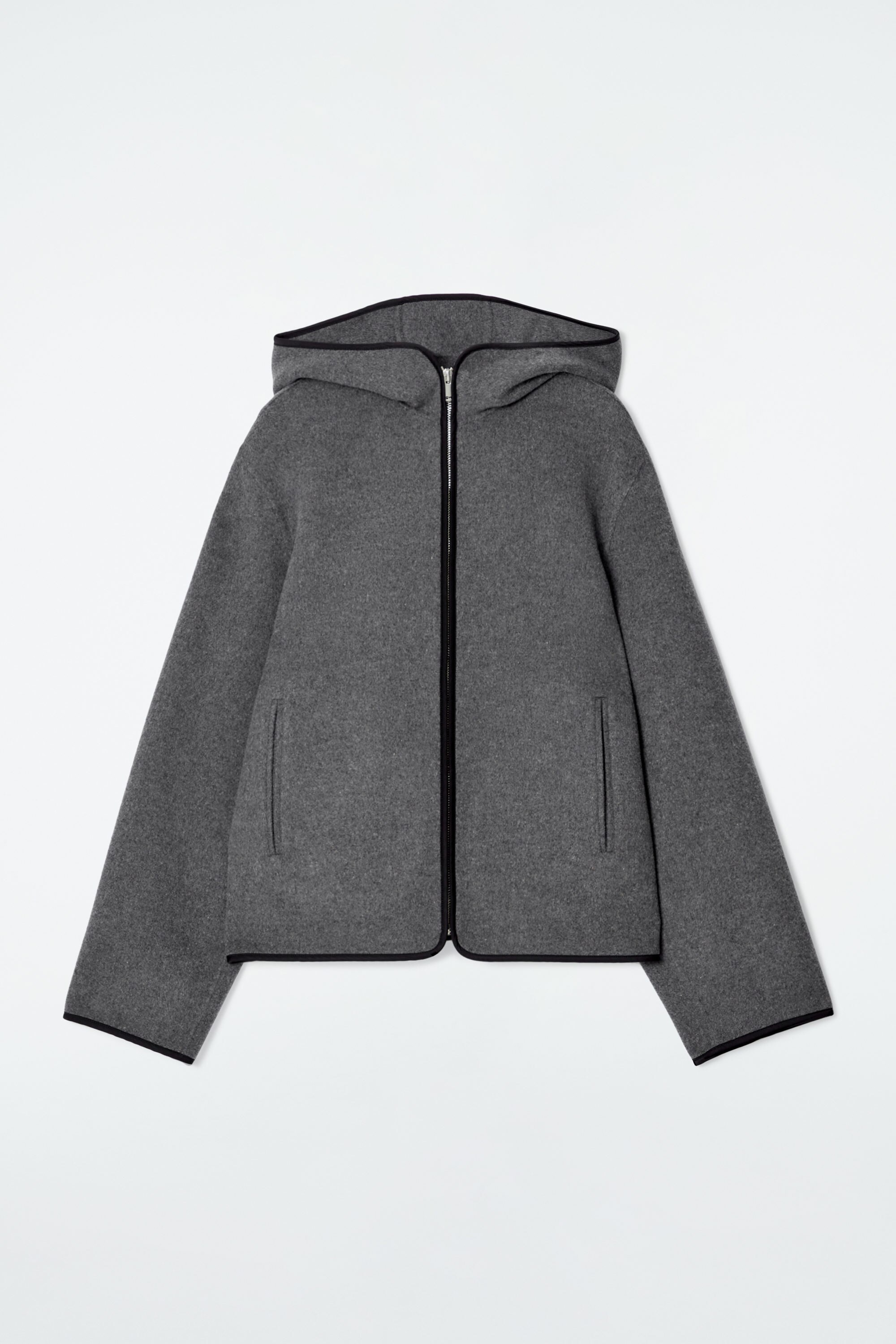 HOODED DOUBLE-FACED WOOL JACKET - GRAY | COS