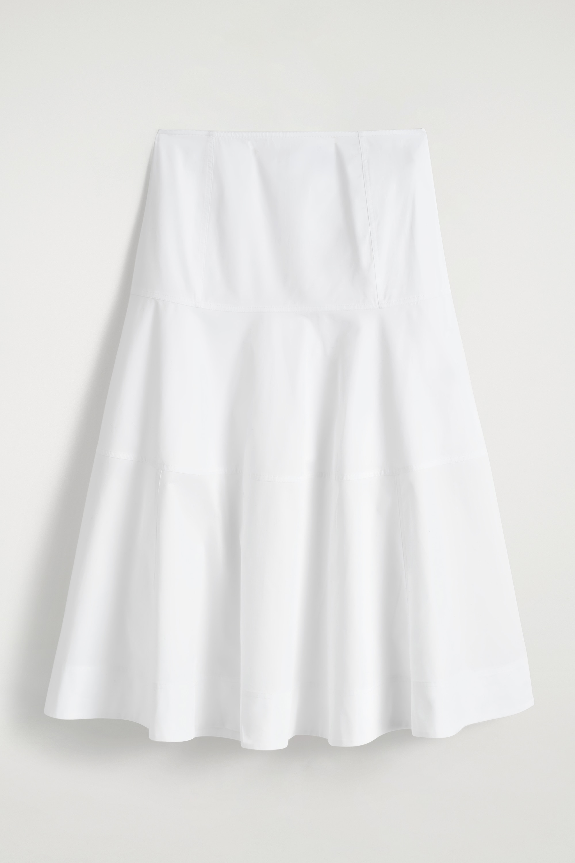 GONNA MIDI IN COTONE CON PANNELLI - BIANCO