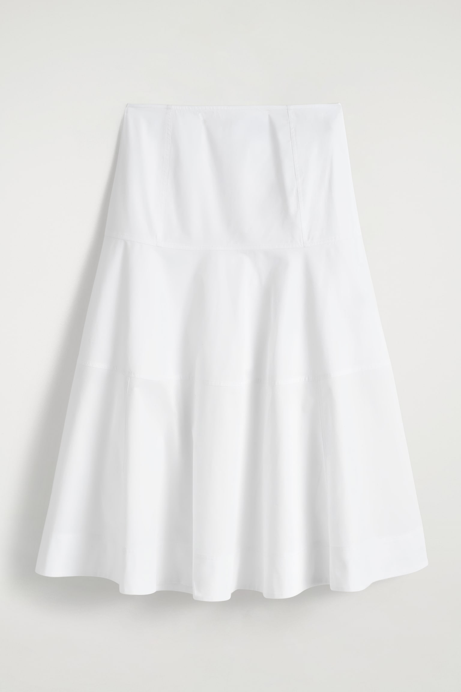 JUPE MIDI À PANNEAUX EN COTON - BLANC - 2