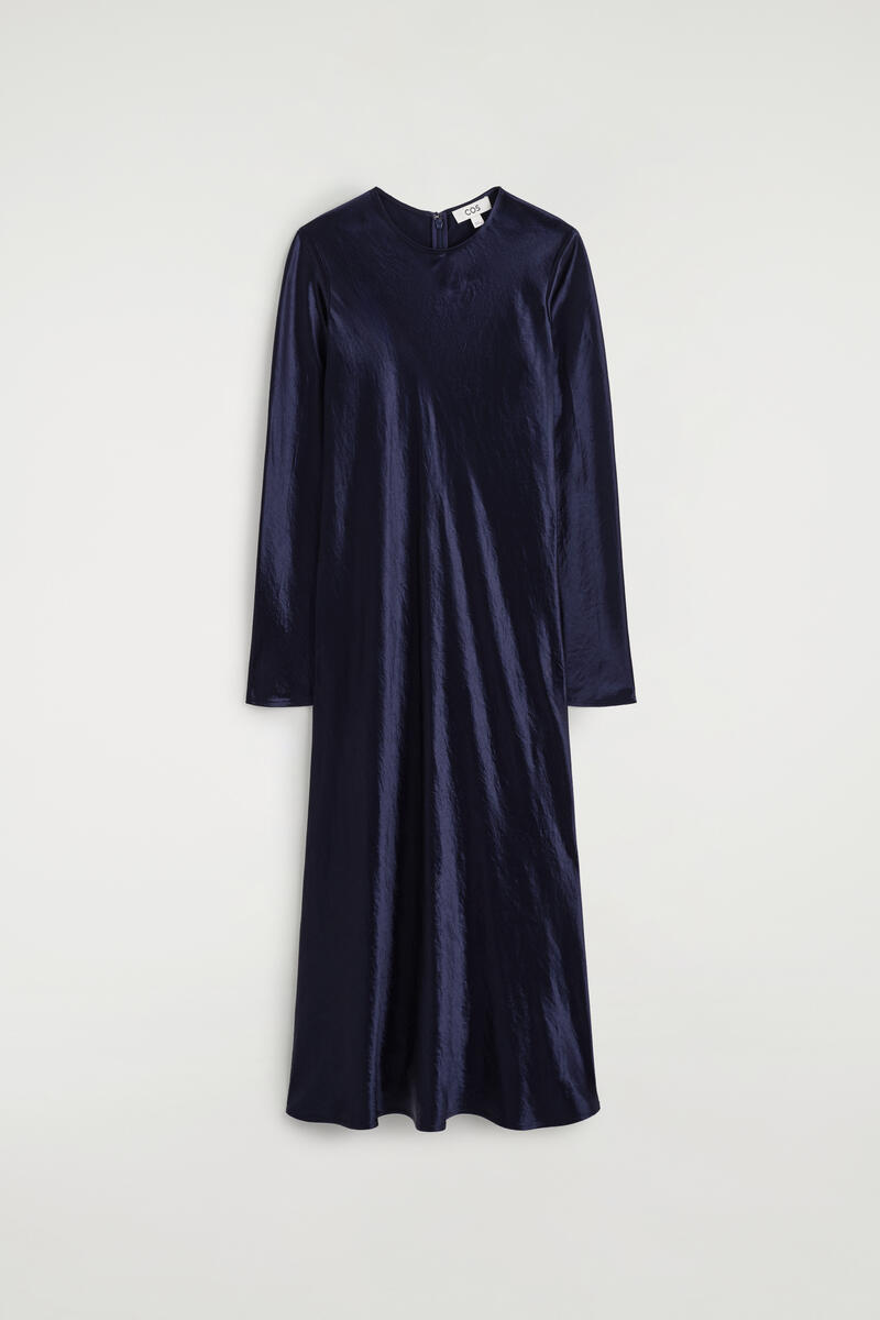 Satin Long-Sleeved Maxi Dress