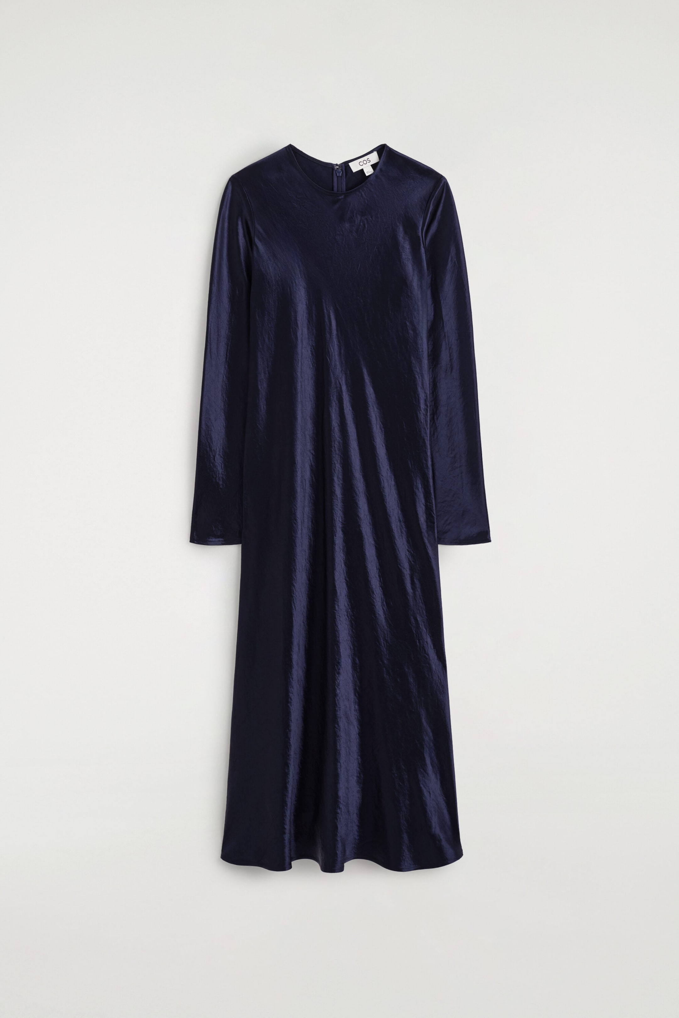 SATIN LONG-SLEEVED MAXI DRESS