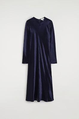 SATIN LONG-SLEEVED MAXI DRESS — MIDNIGHT BLUE 7