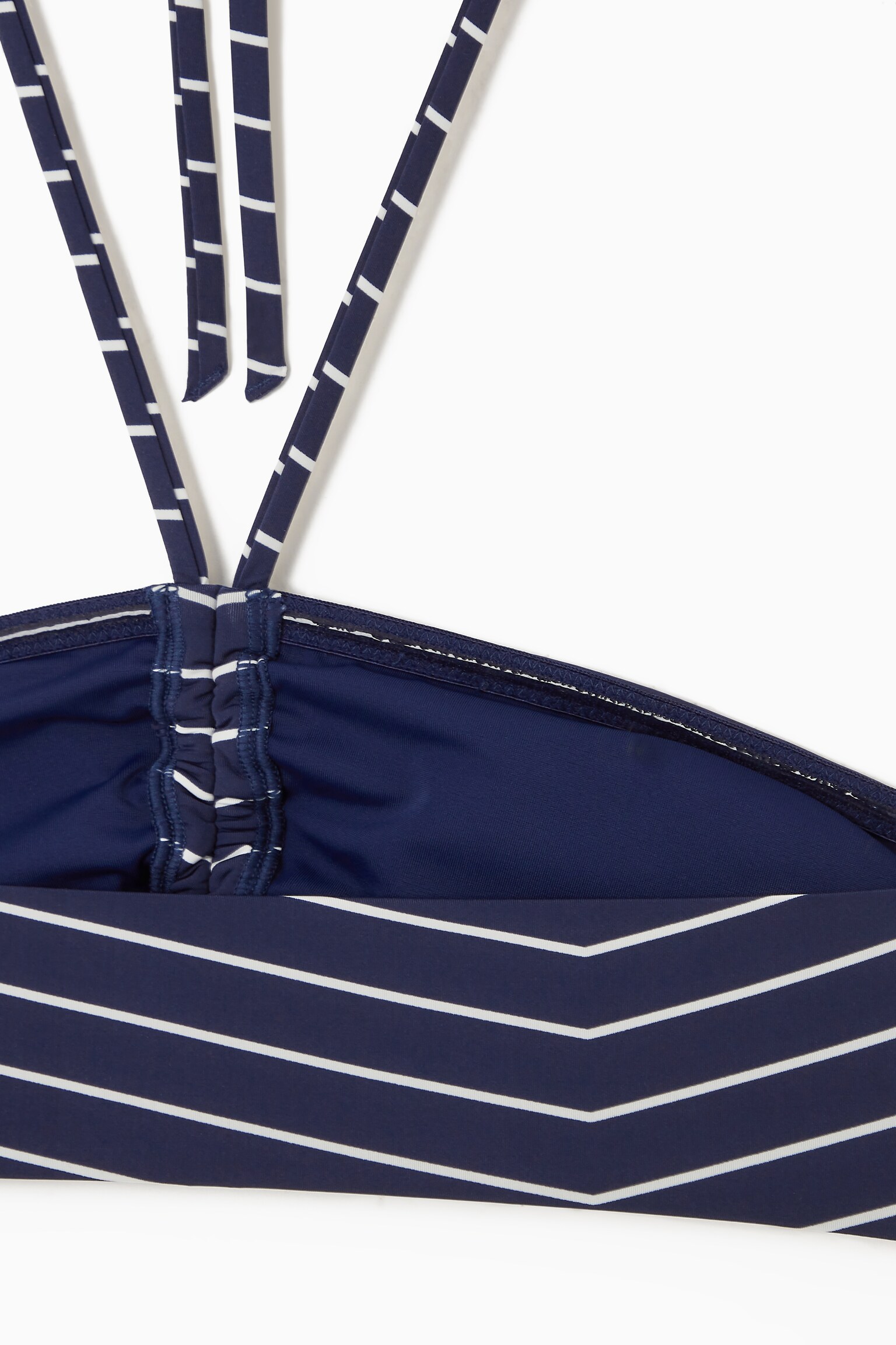 HALTERNECK BANDEAU BIKINI TOP - NAVY / STRIPED/GREEN - 3