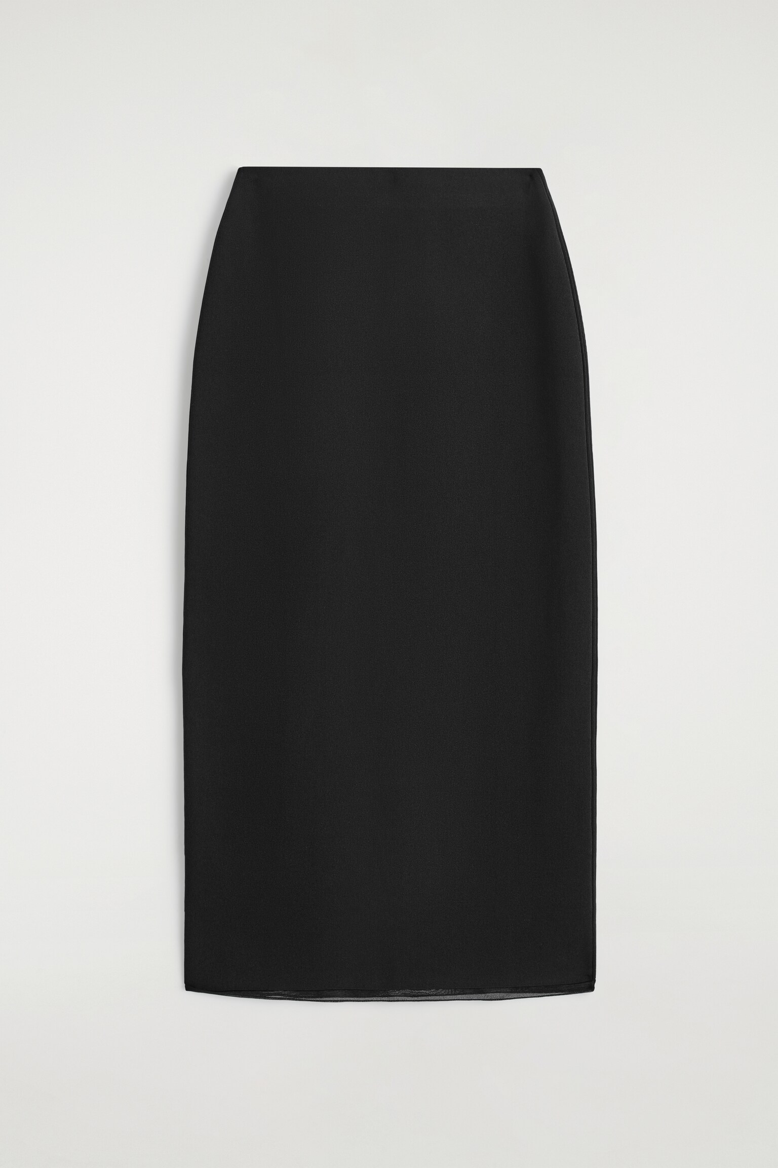 SHEER-DETAIL KNITTED MIDI SKIRT - BLACK - 2