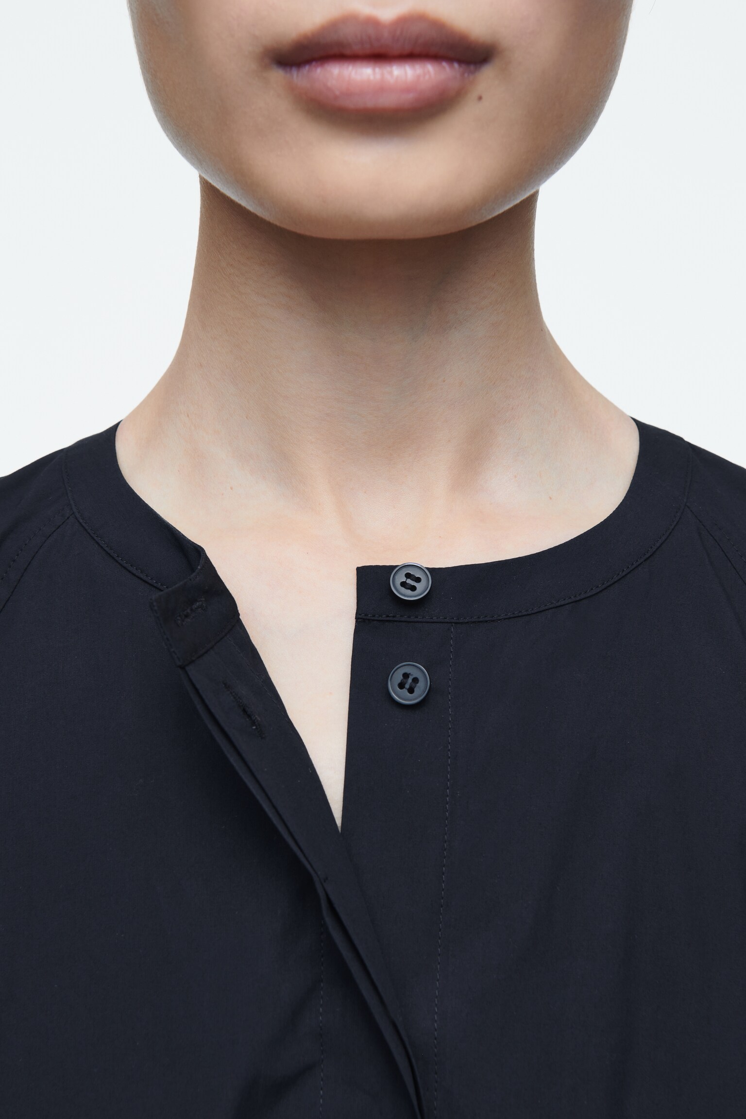 ROBE MIDI OVERSIZE EN POPELINE ÉVASÉE - BLEU MARINE - 7