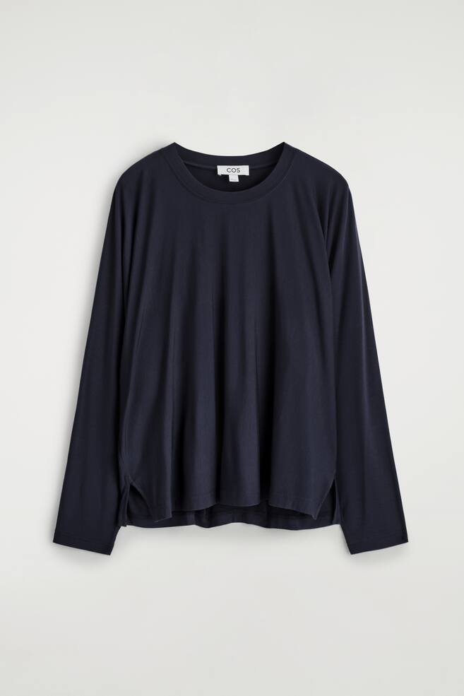 FLUID JERSEY LONG-SLEEVED TOP - NAVY - 1