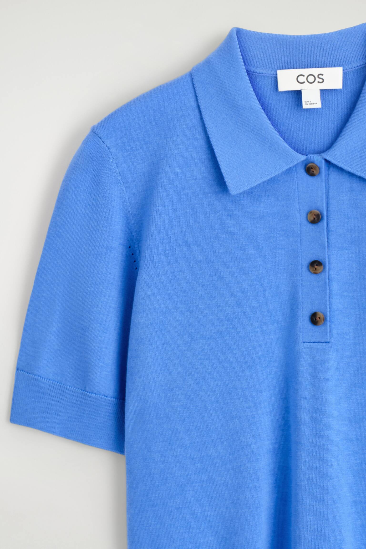 SHRUNKEN WOOL-BLEND POLO SHIRT - BLUE/BEIGE  MÉLANGE - 5