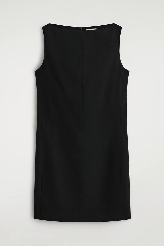 ROBE TAILLEUR COURTE EN LAINE MÉRINOS MÉLANGÉE - NOIR - 1