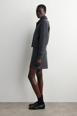 BOILED MERINO WOOL MINI SKIRT — GREY 3