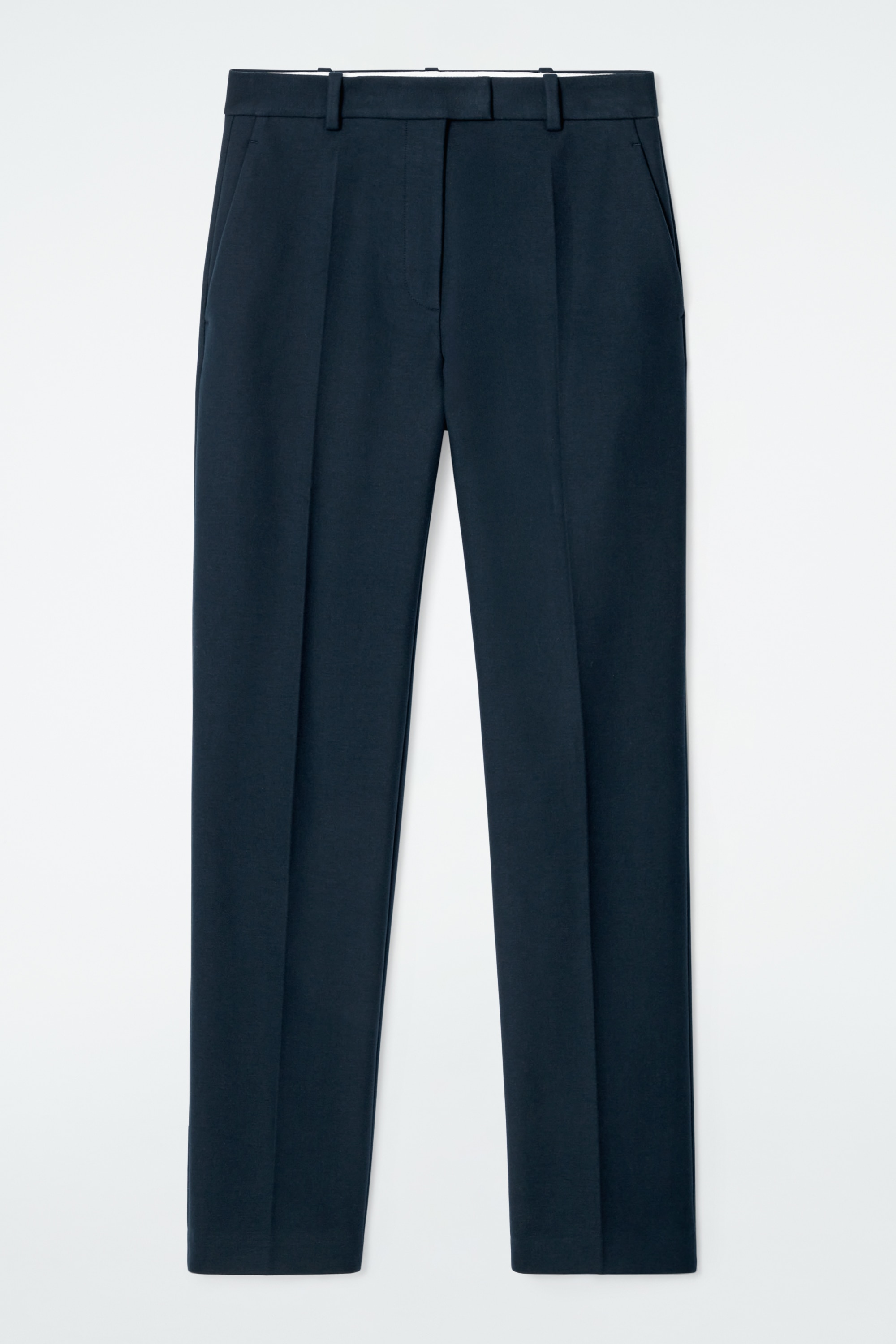 PRAVIDELNÉ BAVLNENÉ NOHAVICE ÚZKEHO STRIHU - Tmavomodrá