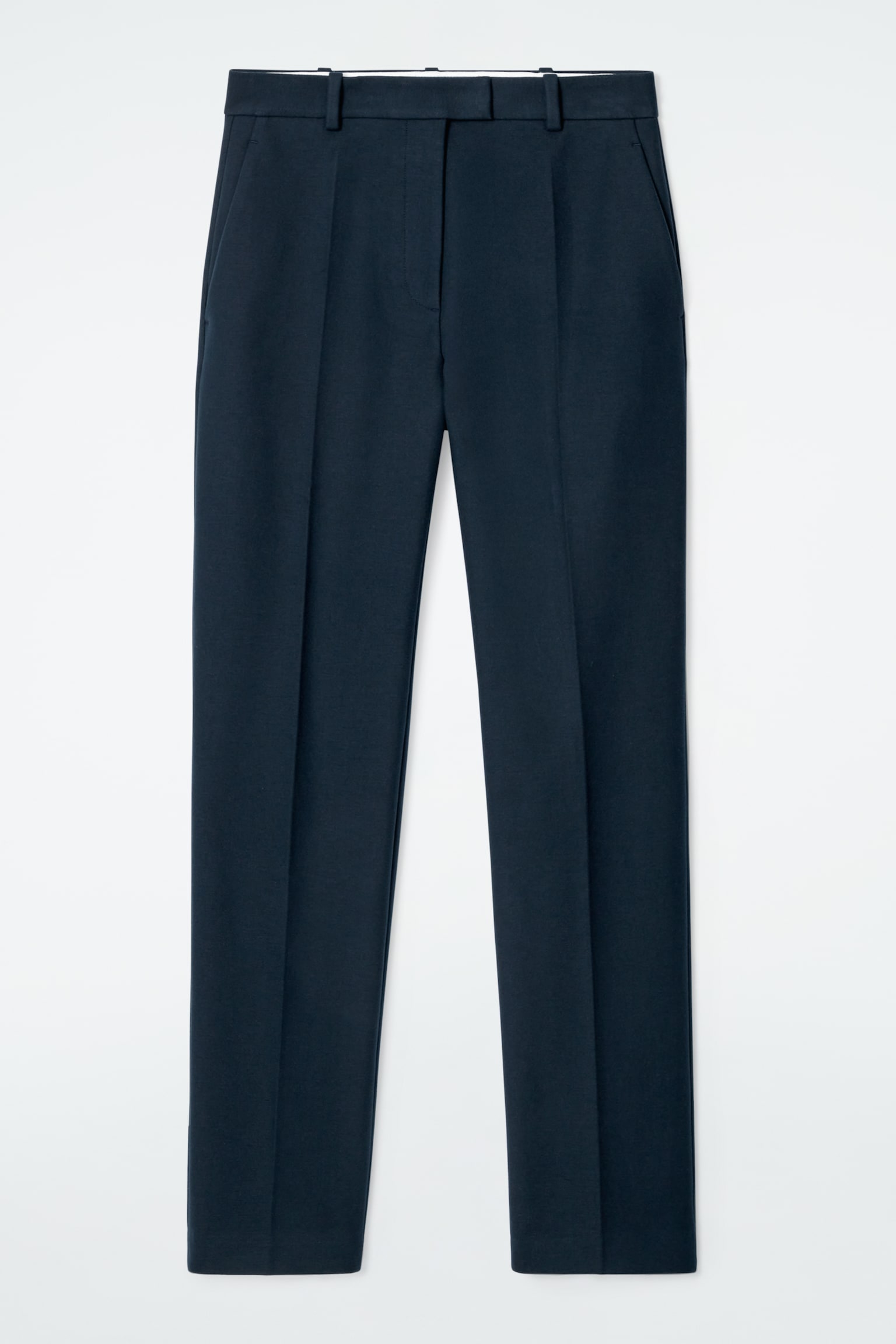REGULAR COTTON SLIM-LEG TROUSERS - NAVY - 2