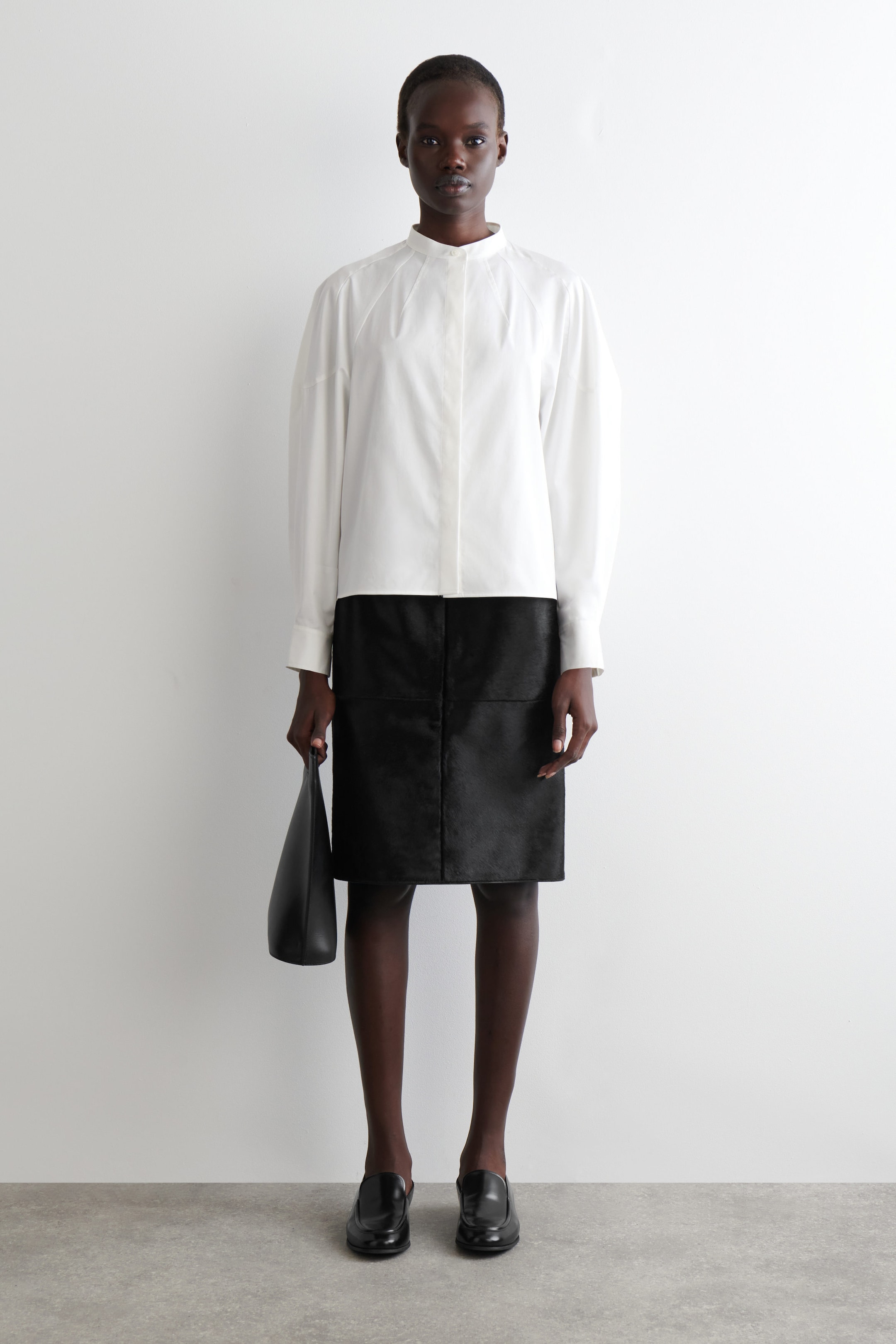 COLLARLESS COTTON SHIRT