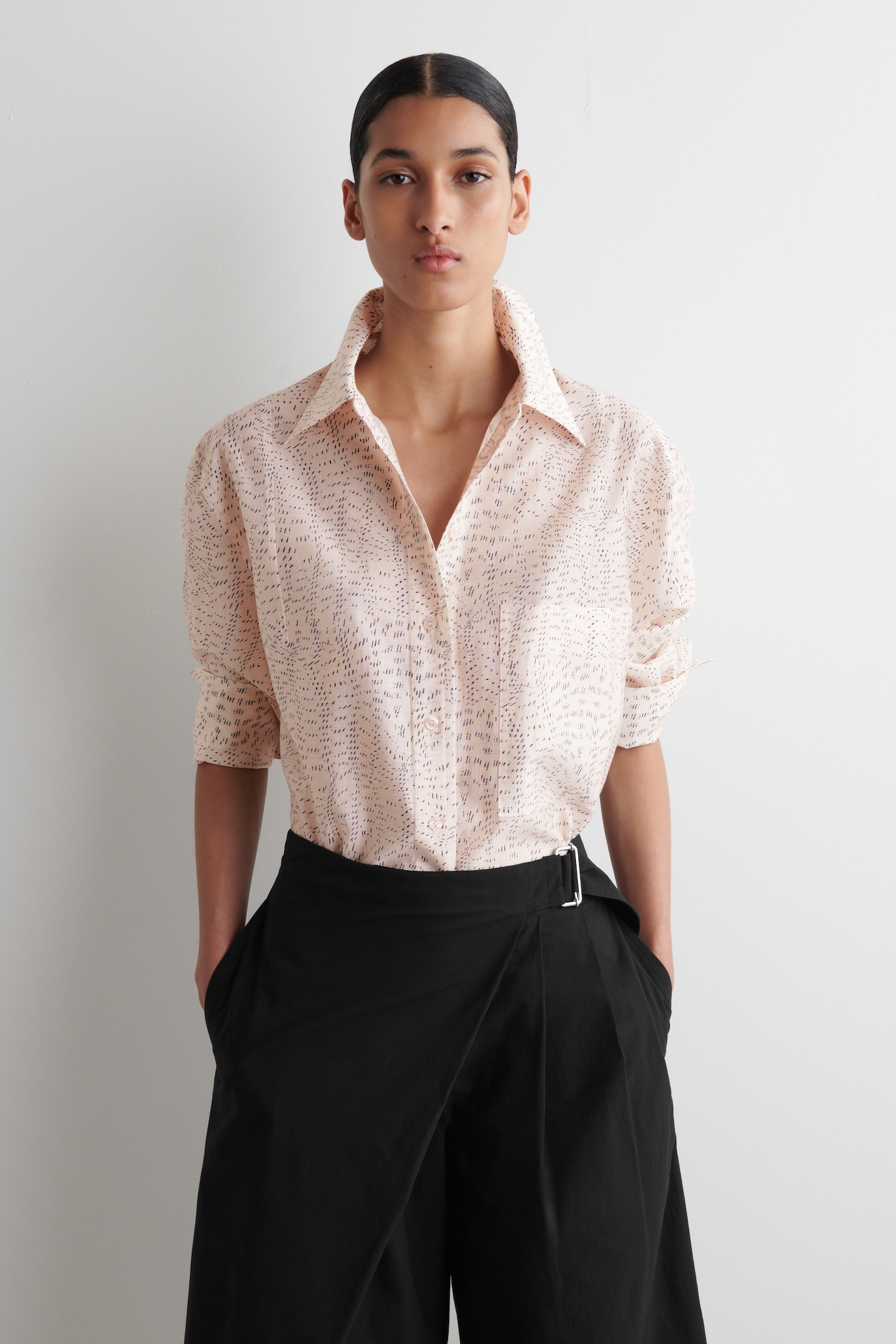 CAMICIA FLUIDA CON STAMPA - ROSA CHIARO / STAMPA/CHAMPAGNE / STAMPA