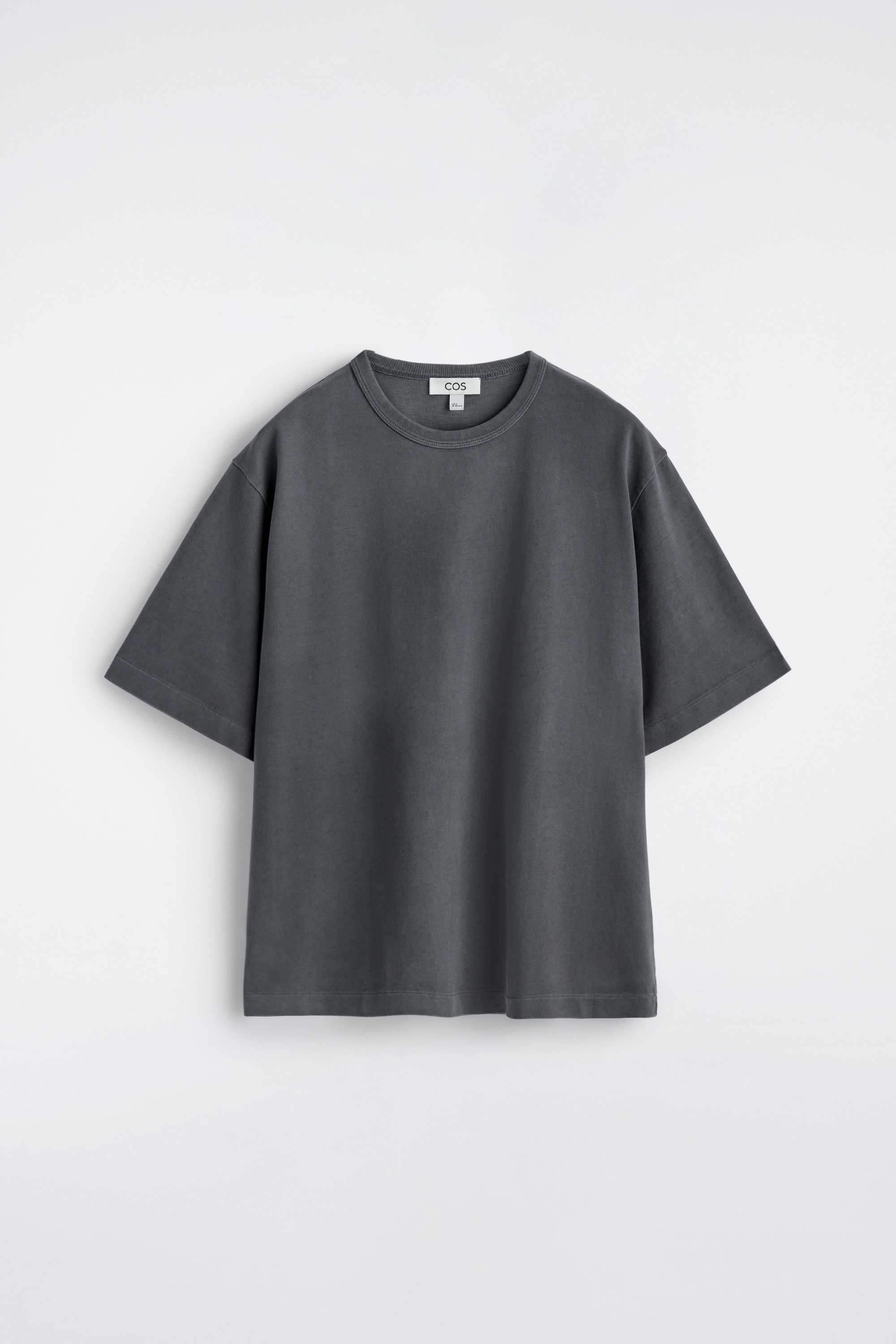 TRICOU LEJER DIN BUMBAC GROS SPĂLAT - ANTRACIT/ALBASTRU DESCHIS