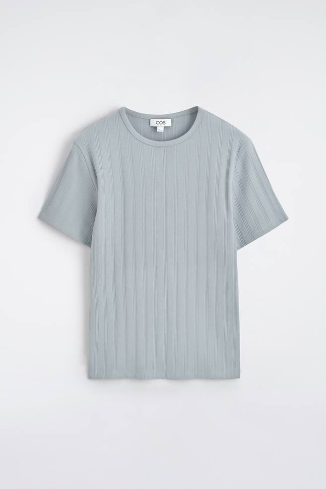 SLIM-FIT WIDE-RIB COTTON T-SHIRT - GREY - 1