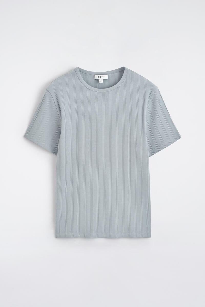 Slim-Fit Wide-Rib Cotton T-Shirt in Gray