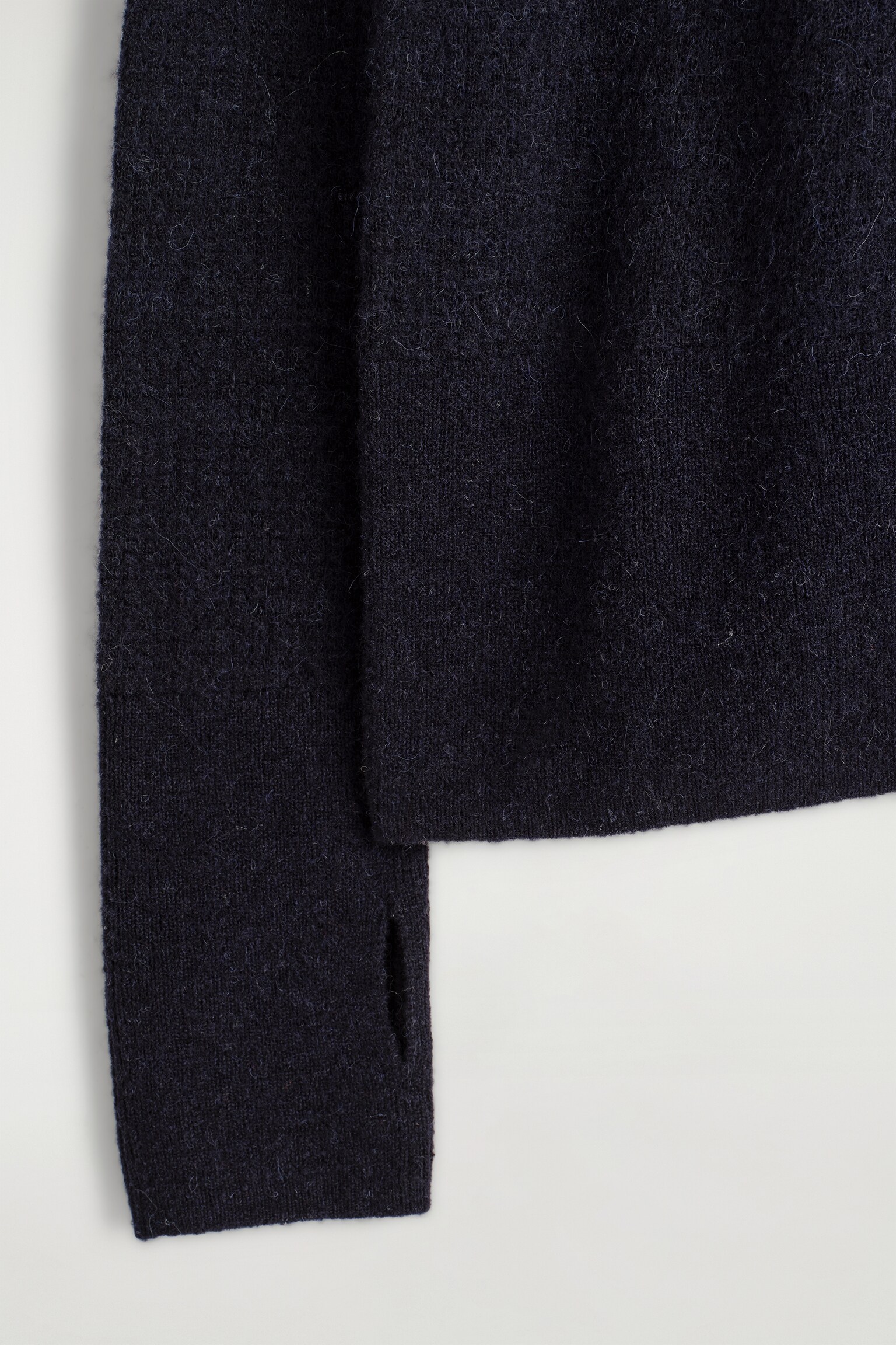 ALPACA MERINO WOOL HIGH-NECK CARDIGAN - NAVY MÉLANGE/BROWN MÉLANGE - 8