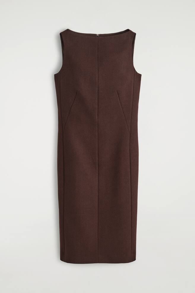 TAILORED WOOL MIDI DRESS - BROWN - 1