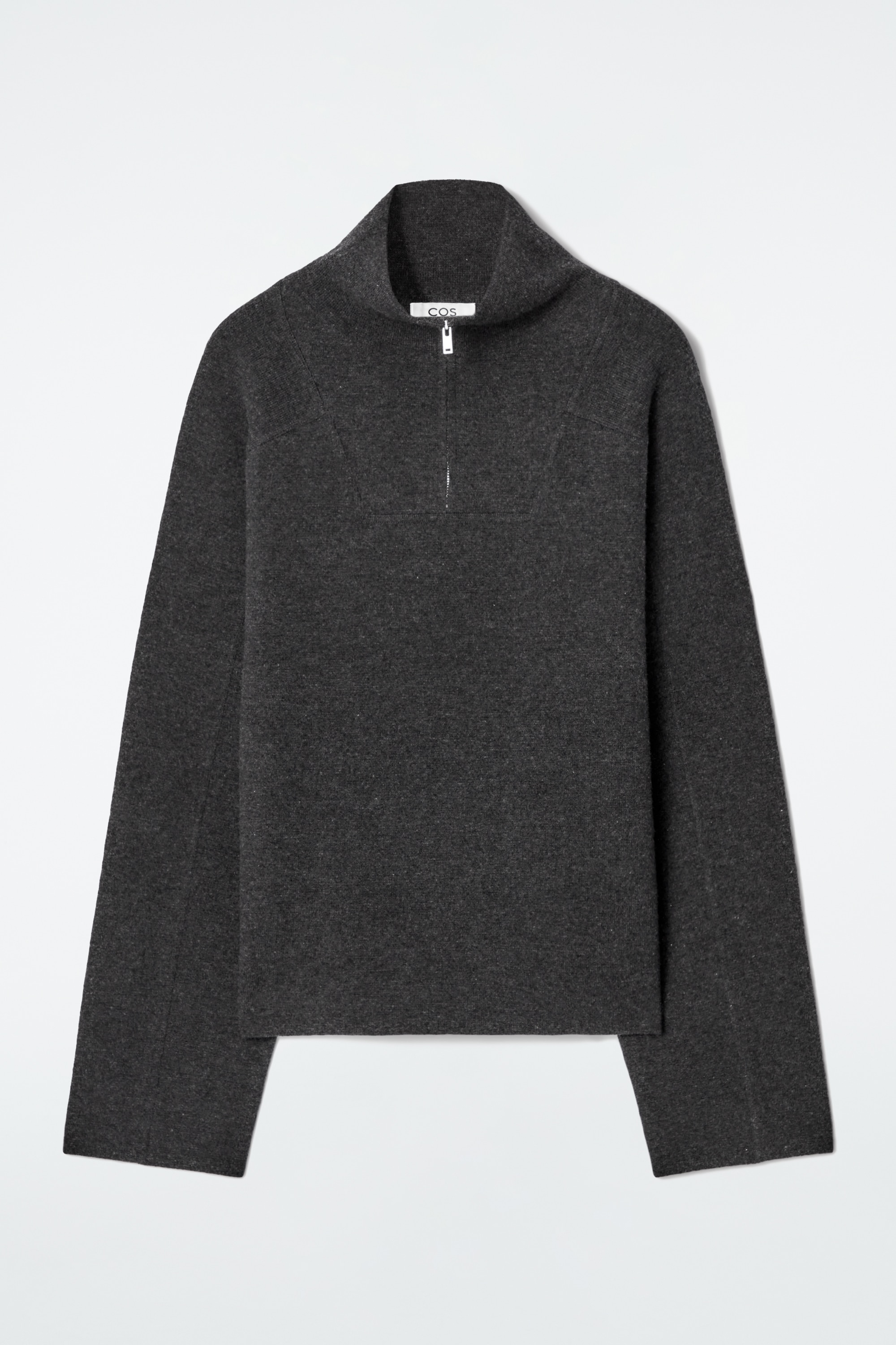 MERINO WOOL HALF-ZIP JUMPER - CHARCOAL MÉLANGE