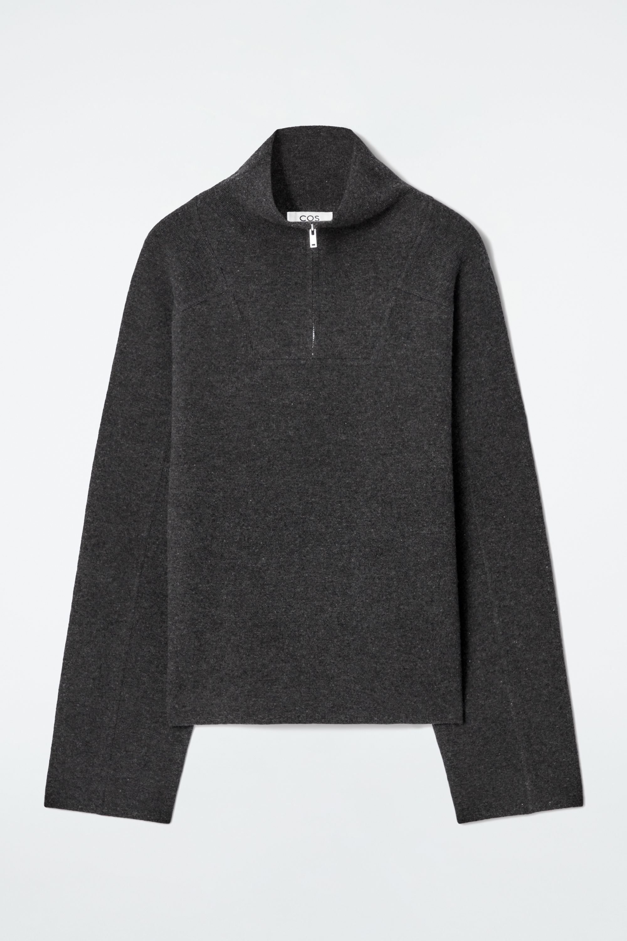 MERINO WOOL HALF-ZIP JUMPER - CHARCOAL MÉLANGE | COS