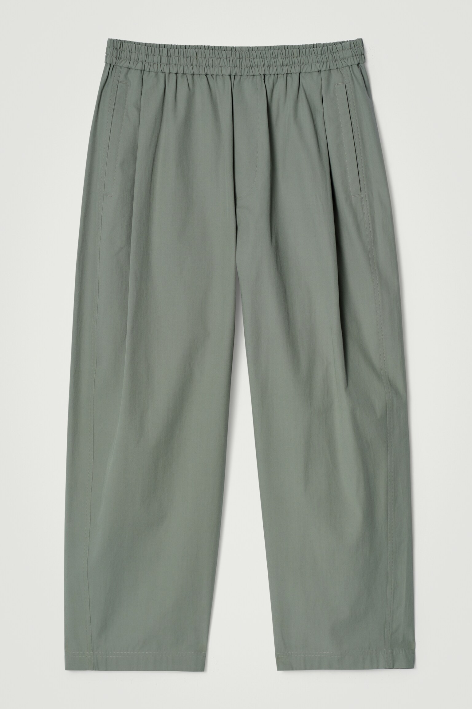 PANTALON COURT LARGE À TAILLE ÉLASTIQUÉE - VERT/TAUPE - 2