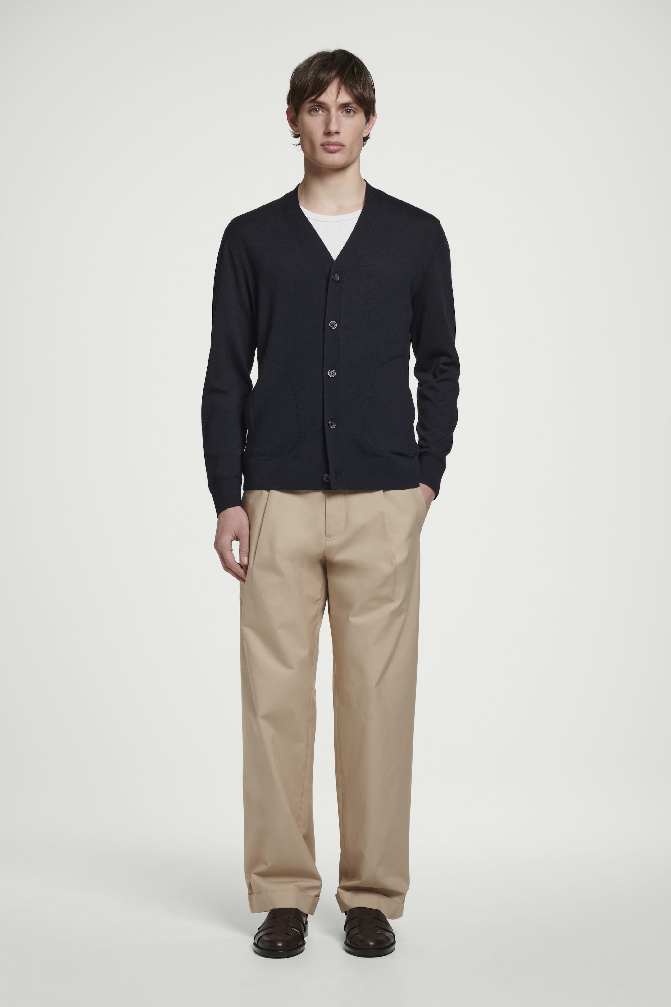 MERINO WOOL V-NECK CARDIGAN