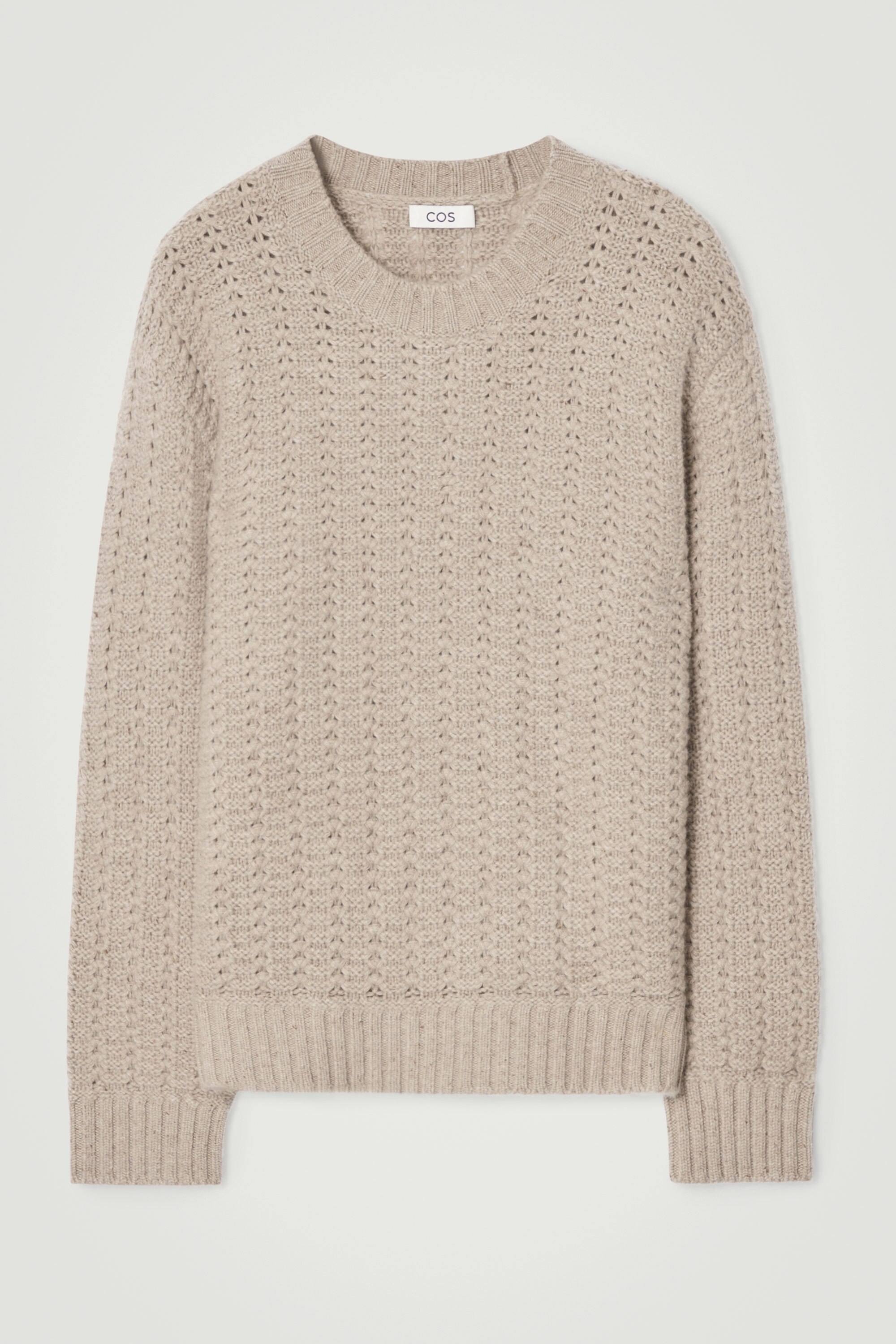 RELAXED POINTELLE-KNIT CASHMERE JUMPER - MOLE | COS