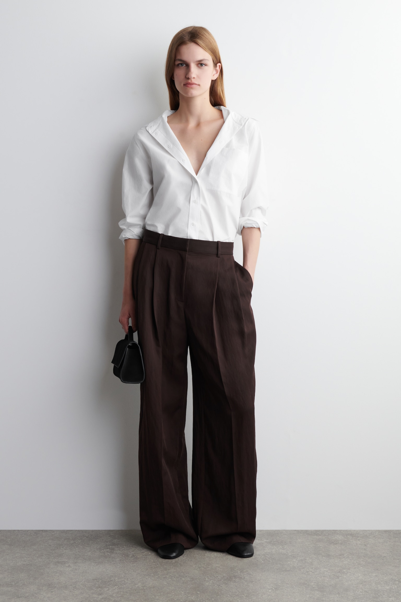 PANTALONI FLUIDI A GAMBA LARGA - BORDEAUX/ROSA CHIARO/NERO