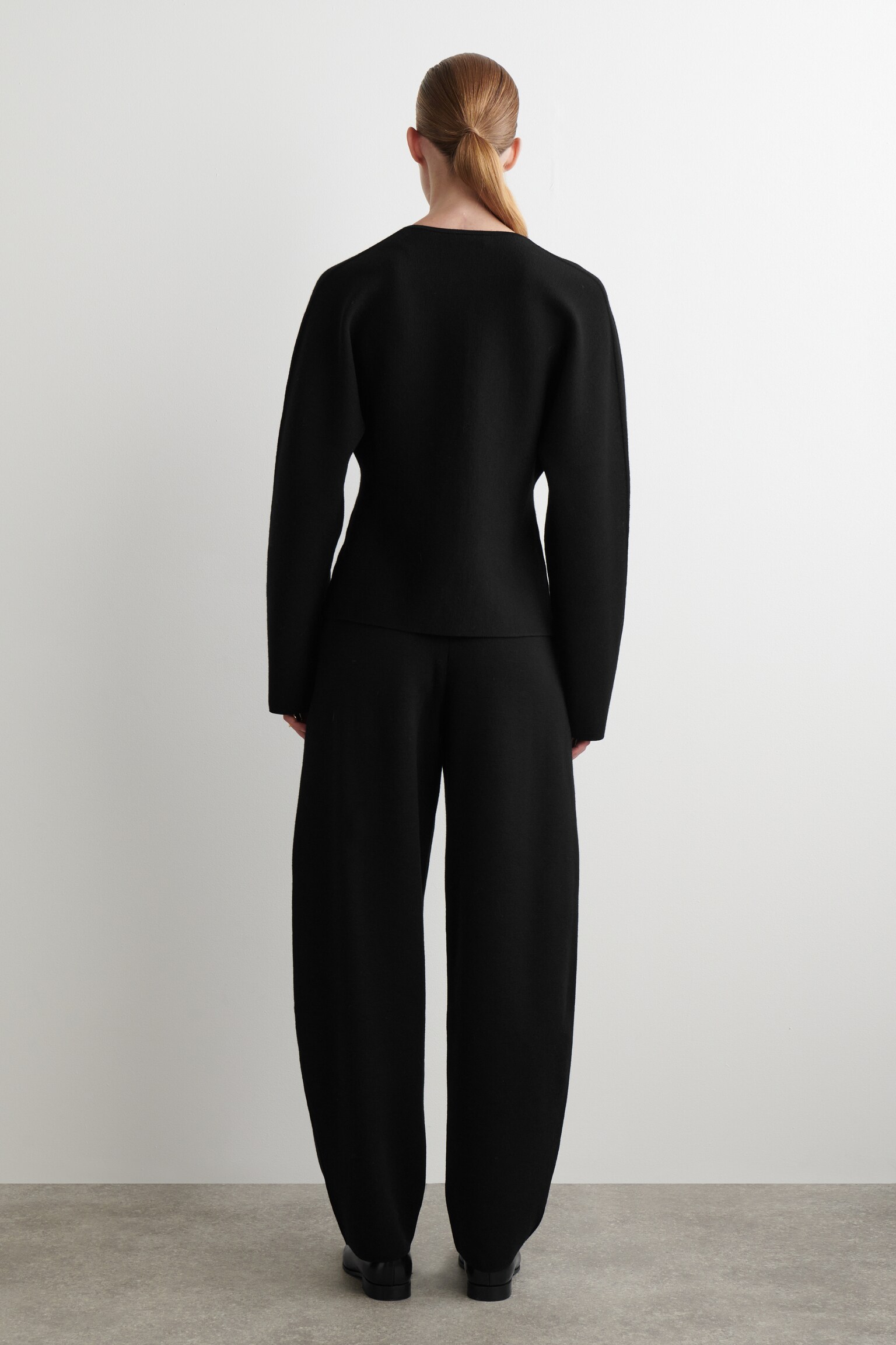 PANTALON BARREL EN MAILLE DE LAINE - NOIR - 6