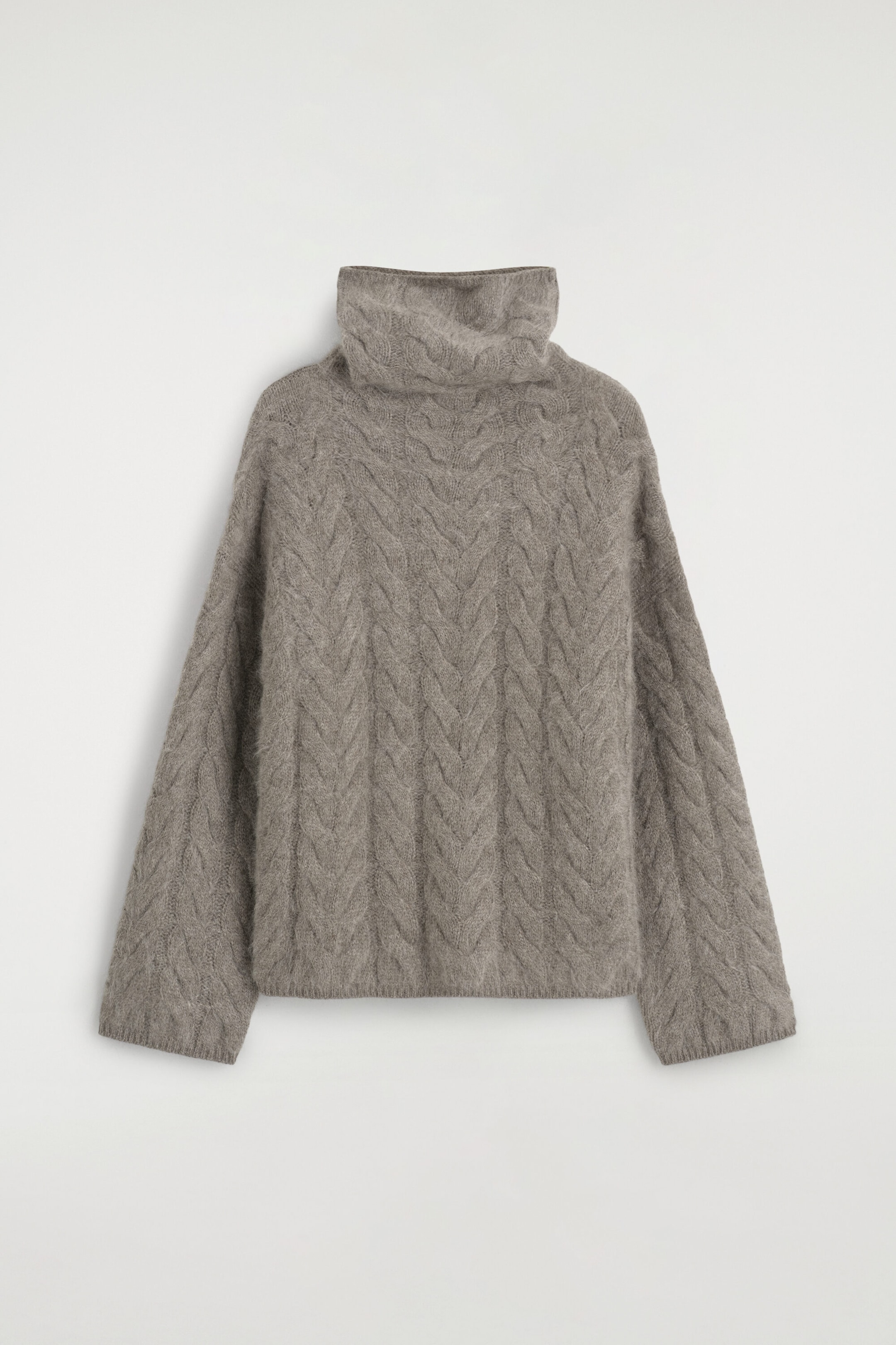 CABLE-KNIT BRUSHED PURE CASHMERE SWEATER