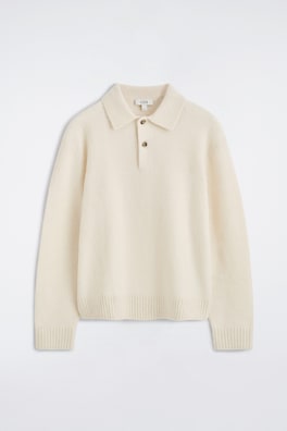BRUSHED-WOOL POLO SHIRT — IVORY 7