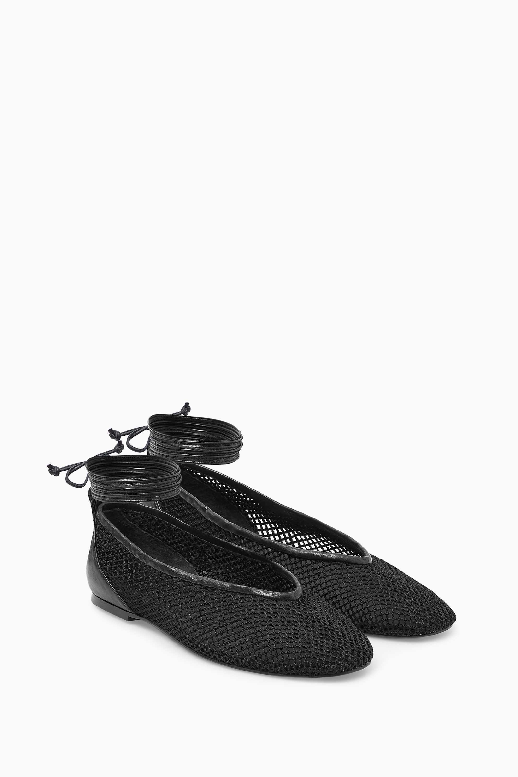 View larger image: LEATHER-TRIMMED MESH BALLET FLATS - BLACK - Ladies | H&M GB 2