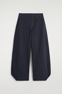 PIMA COTTON BARREL-LEG TROUSERS — NAVY 3