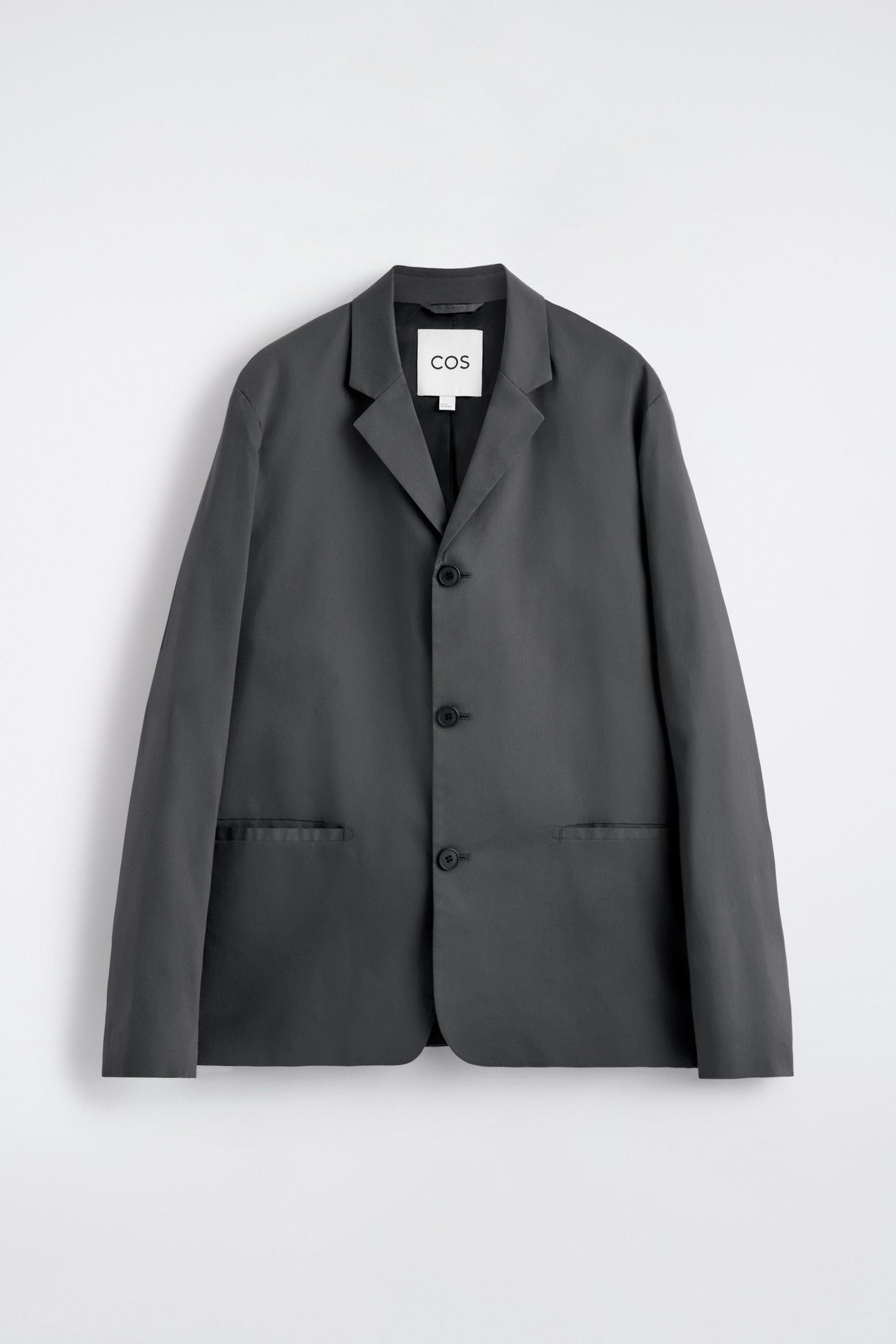 SCHMAL GESCHNITTENER BLAZER AUS BAUMWOLLE - DUNKELGRAU