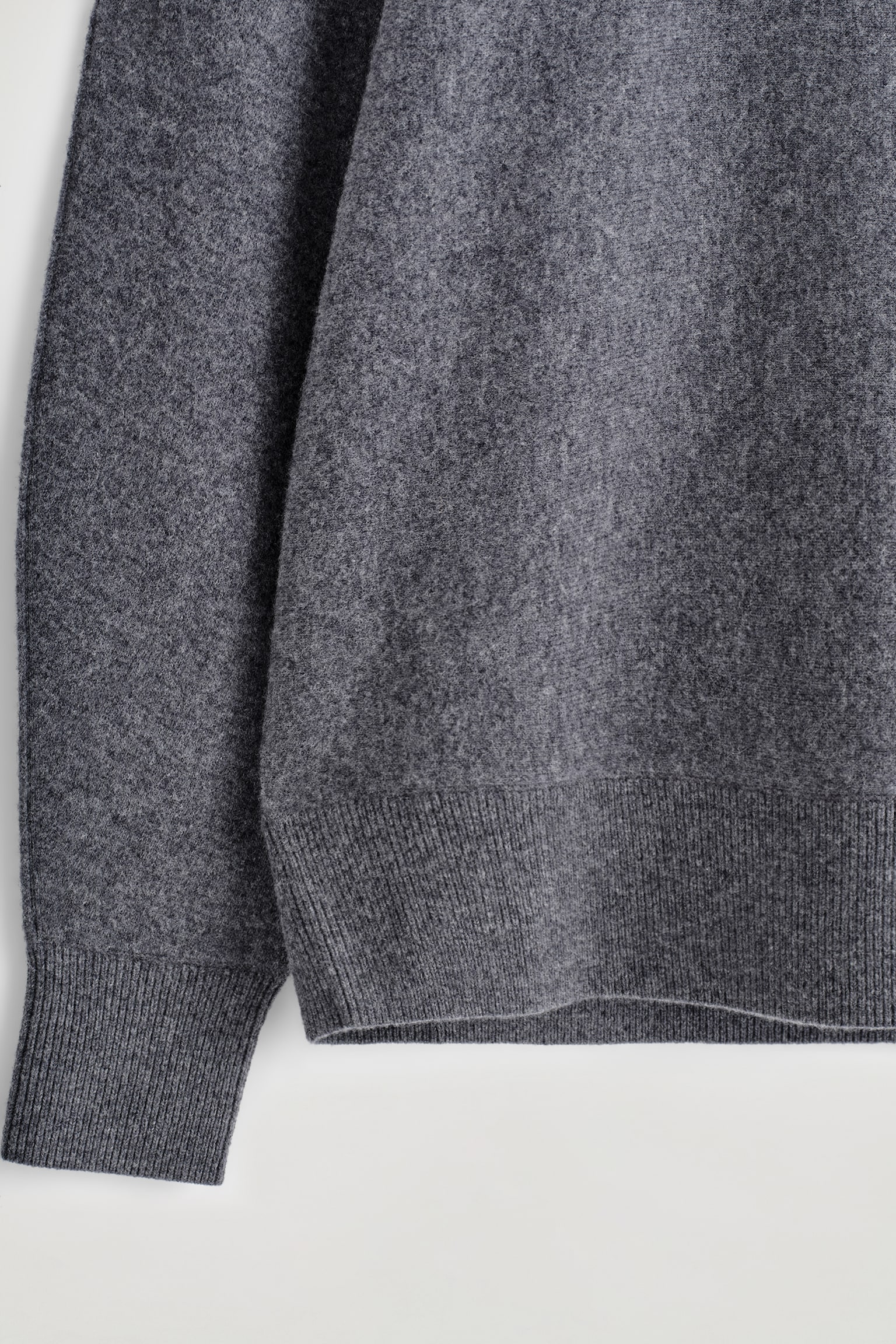 ROUNDED DOUBLE-FACED WOOL JUMPER - GREY MÉLANGE/DARK GREEN - 4
