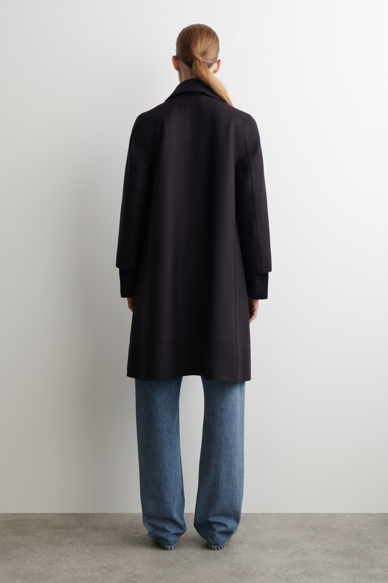 PARDESSUS LARGE EN LAINE - BLEU MARINE - 6