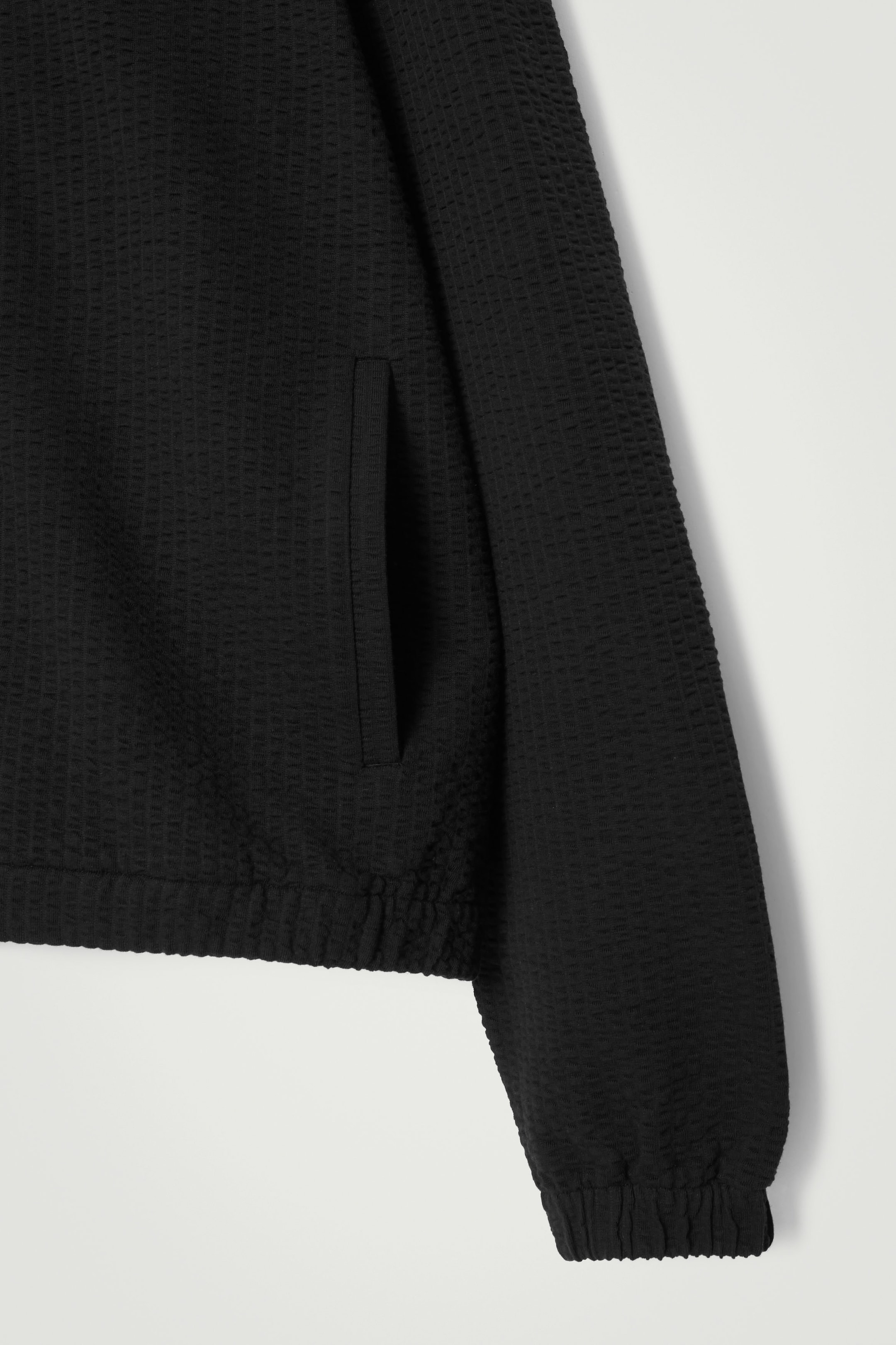 RIBBED JERSEY ZIP-UP HOODIE