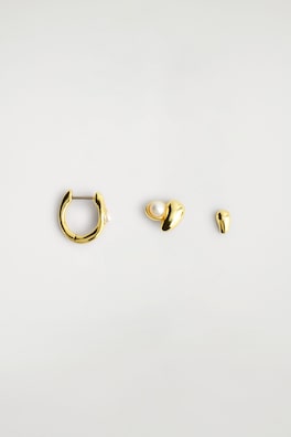 3-PACK MISMATCHED TEARDROP EARRINGS — GOLD 5