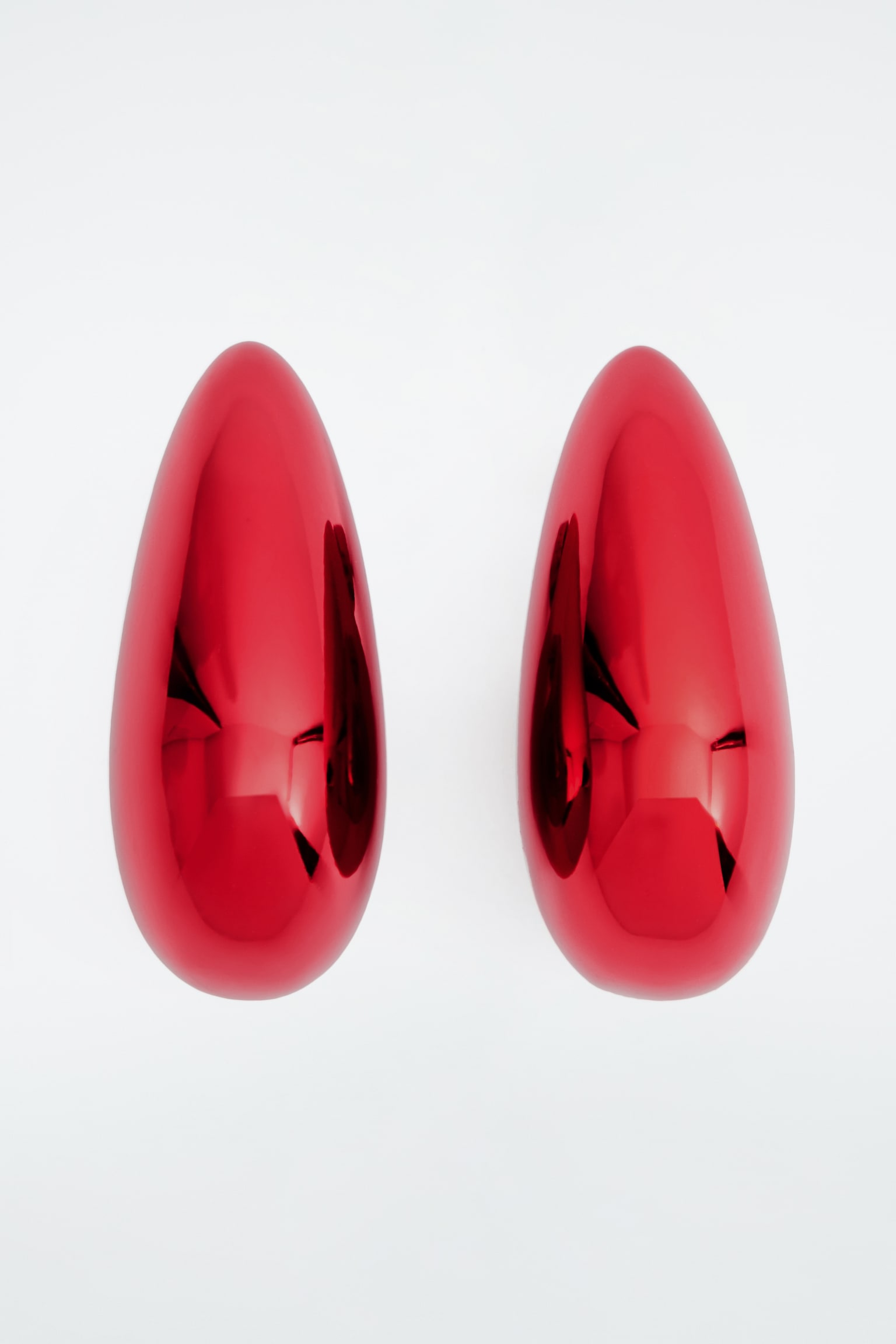 OVERSIZED CHUNKY DROPLET EARRINGS - RED - 2