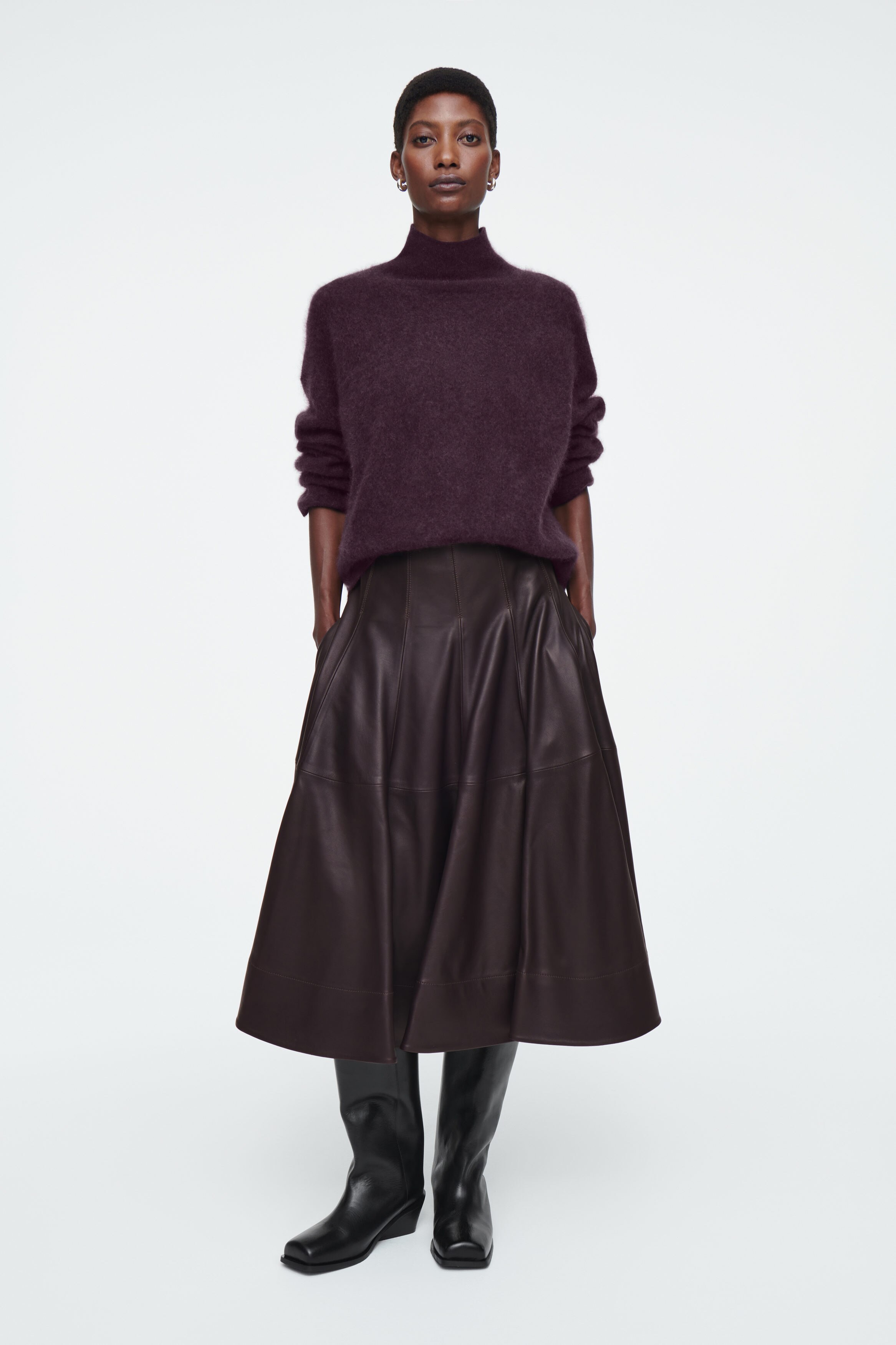 leather midi skirt