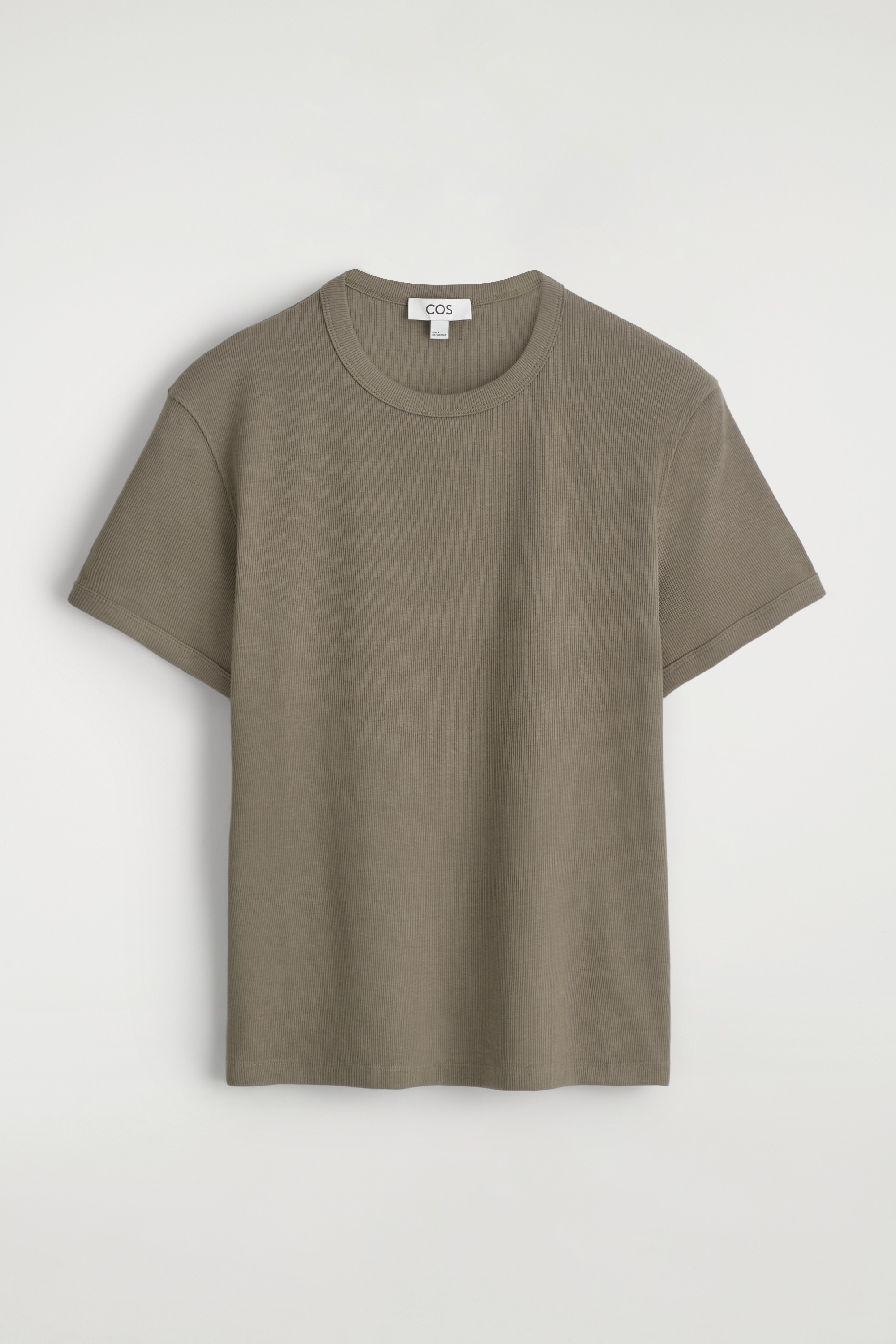 SLIM RIBBED COTTON T-SHIRT - KHAKI/WHITE/BLACK/CHARCOAL/DARK KHAKI/LIGHT GREY/NAVY