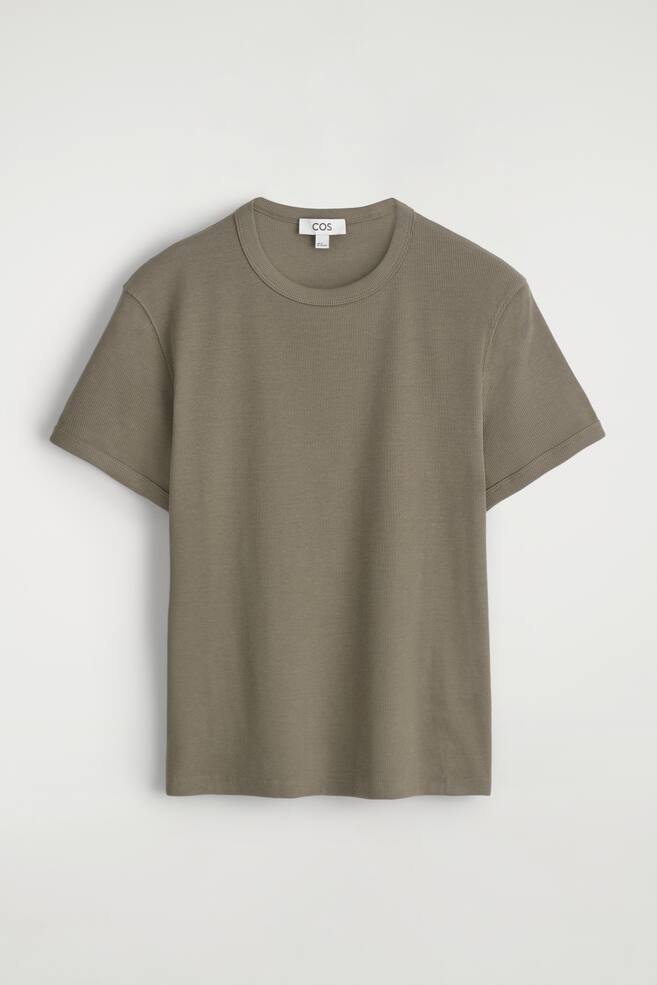 SCHMAL GESCHNITTENES GERIPPTES BAUMWOLL-T-SHIRT - KHAKI/WEISS/SCHWARZ/NAVYBLAU/Hellgrau/ANTHRAZIT/DUNKELGRAU/DUNKLES KHAKI/BRAUN - 1