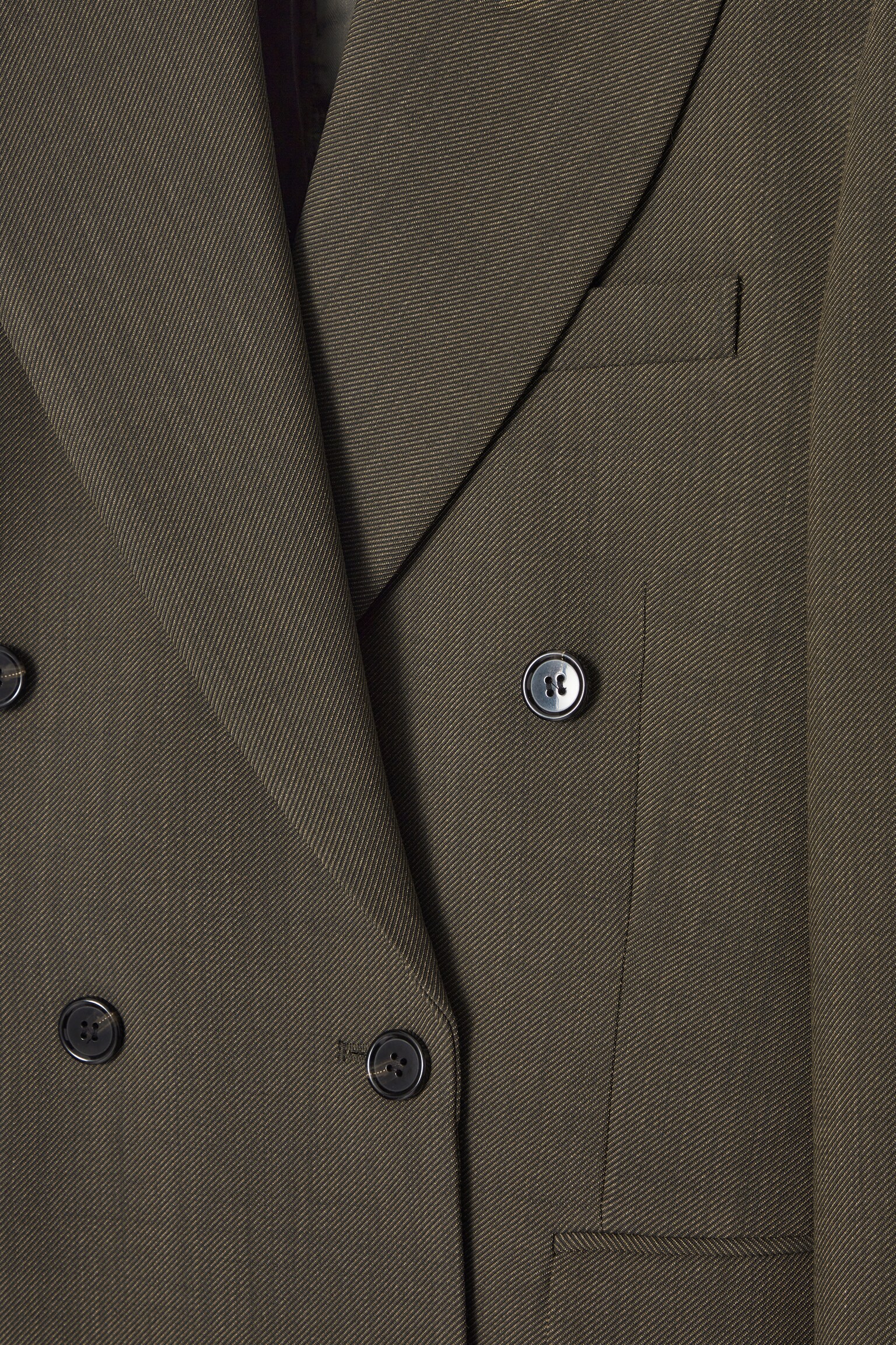 SCHMALER TAILLIERTER DOPPELREIHIGER WOLLBLAZER - DUNKLES KHAKI - 2