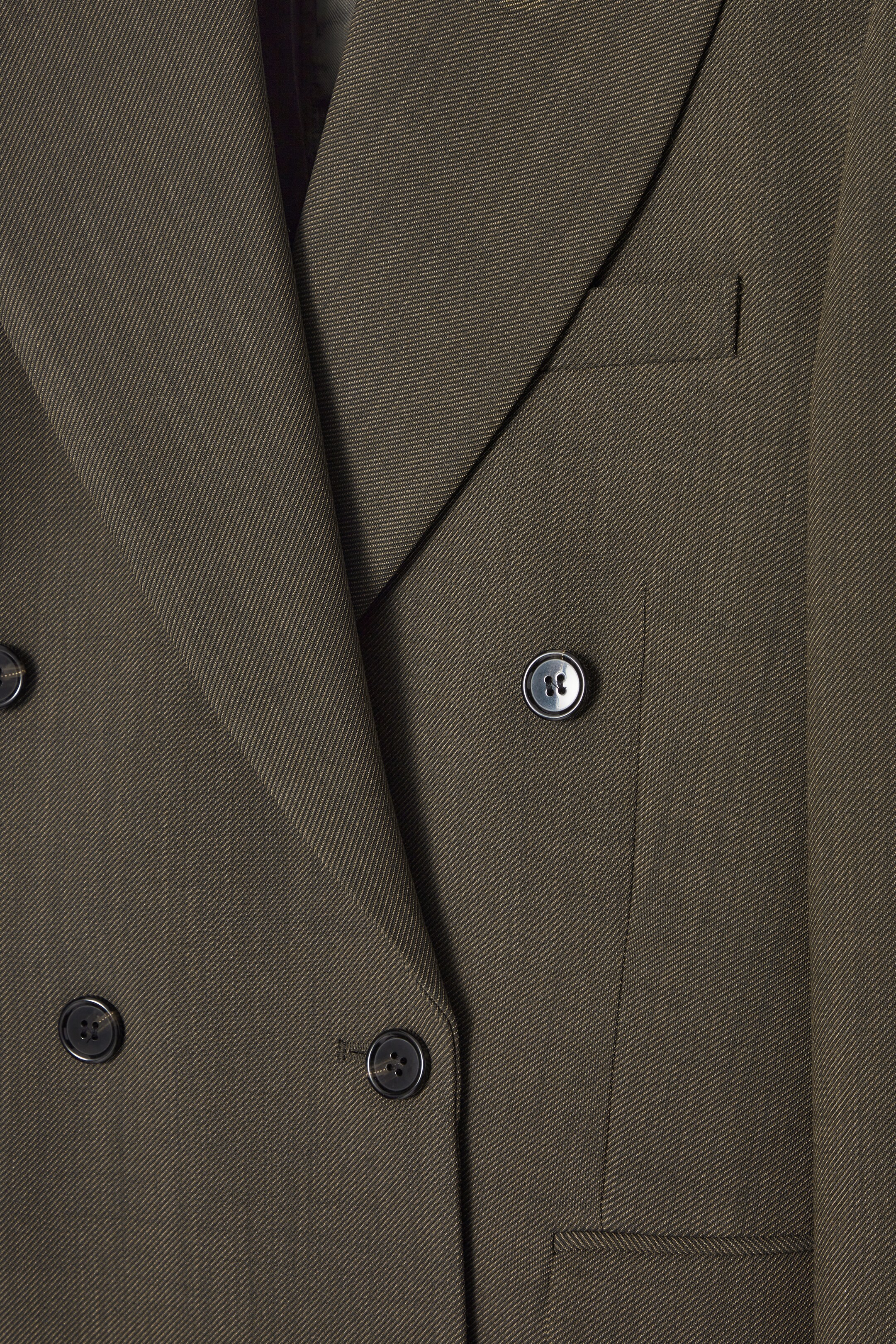 Ingrandisci l'immagine: SLIM WAISTED DOUBLE-BREASTED WOOL BLAZER - DARK KHAKI - DONNA | H&M CH 3