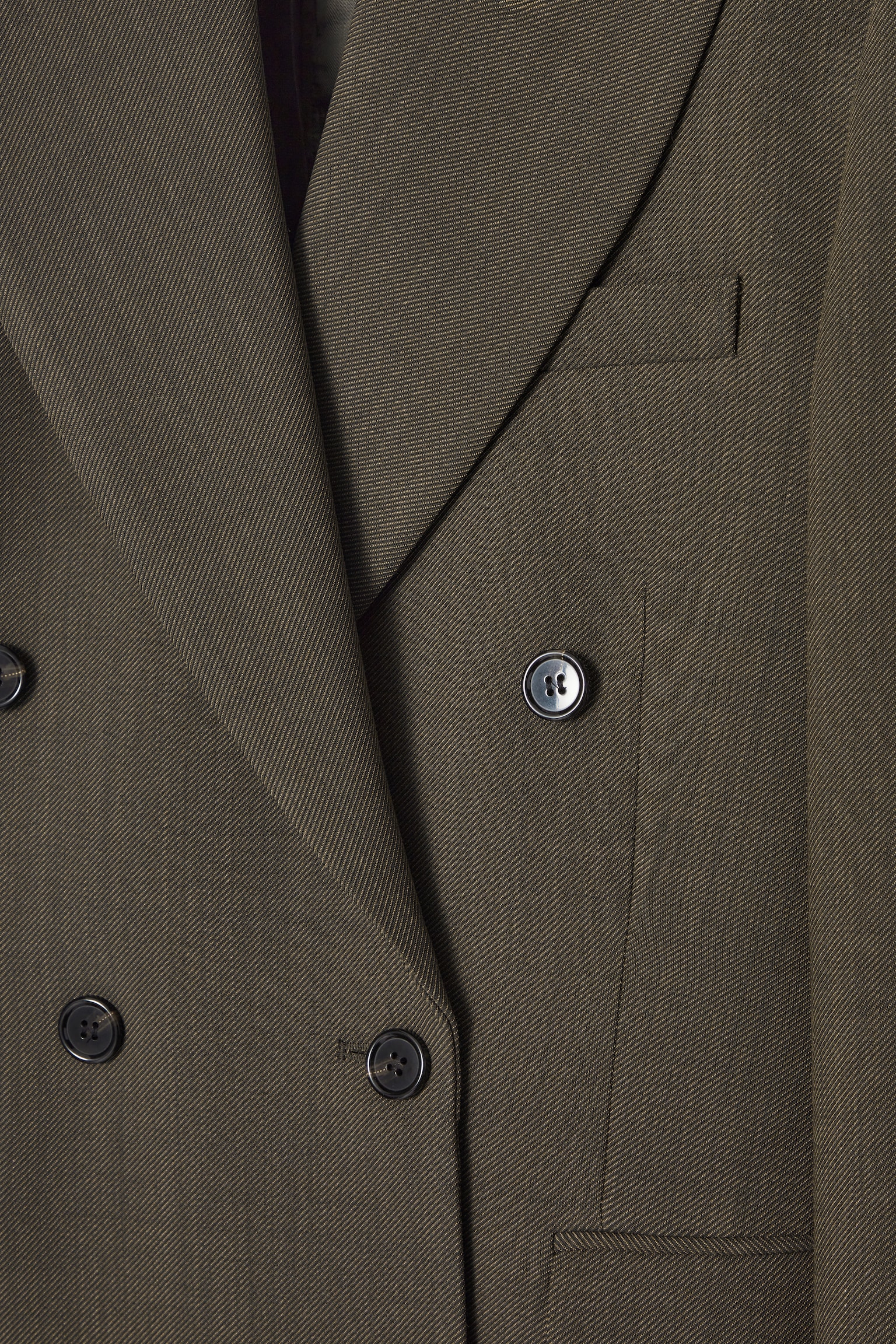 BLAZER SLIM CROISÉ CINTRÉ EN LAINE - KAKI FONCÉ - 3