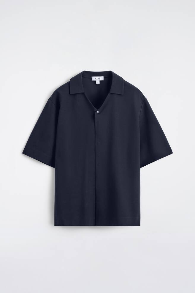 KURZARMHEMD AUS MILANO-JERSEY - NAVYBLAU - 1