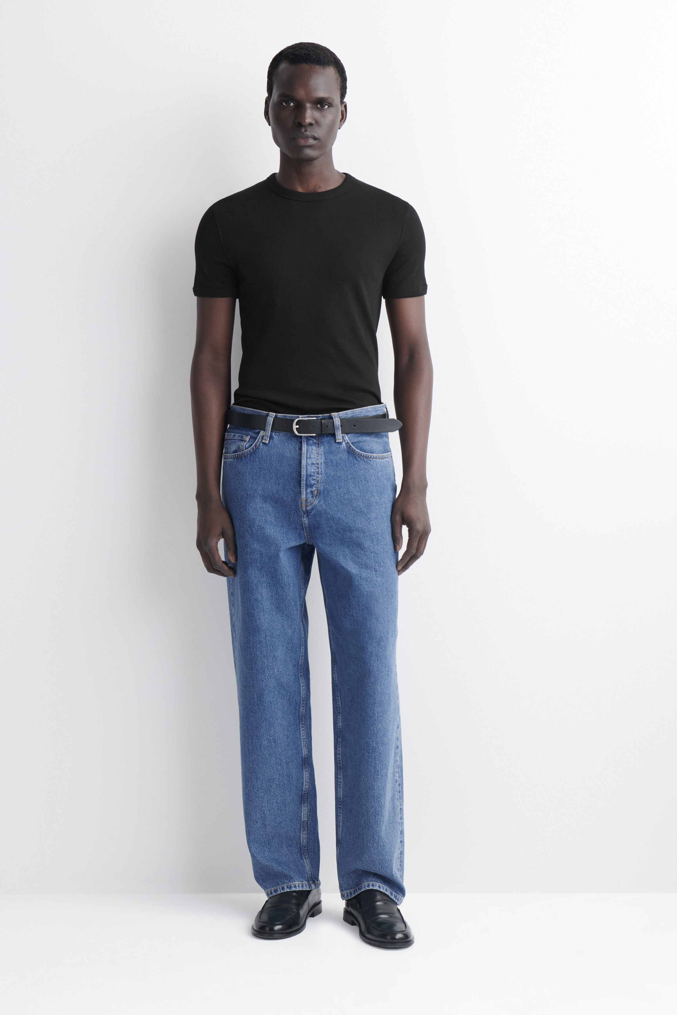 SLIM RIBBED COTTON T-SHIRT - BLACK | COS US