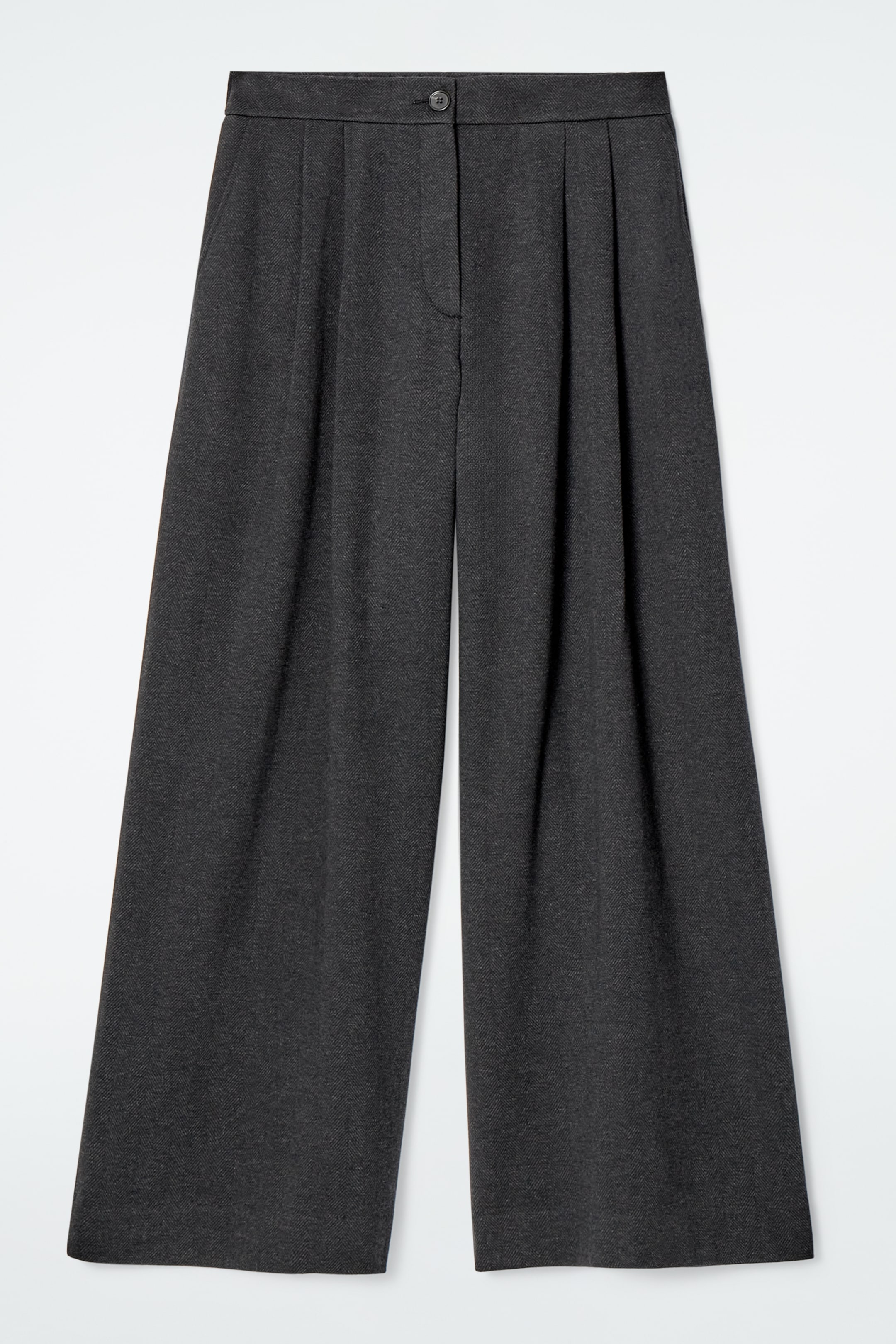 View larger image: PLEATED WIDE-LEG HERRINGBONE TROUSERS - CHARCOAL - Ladies | H&M GB 1